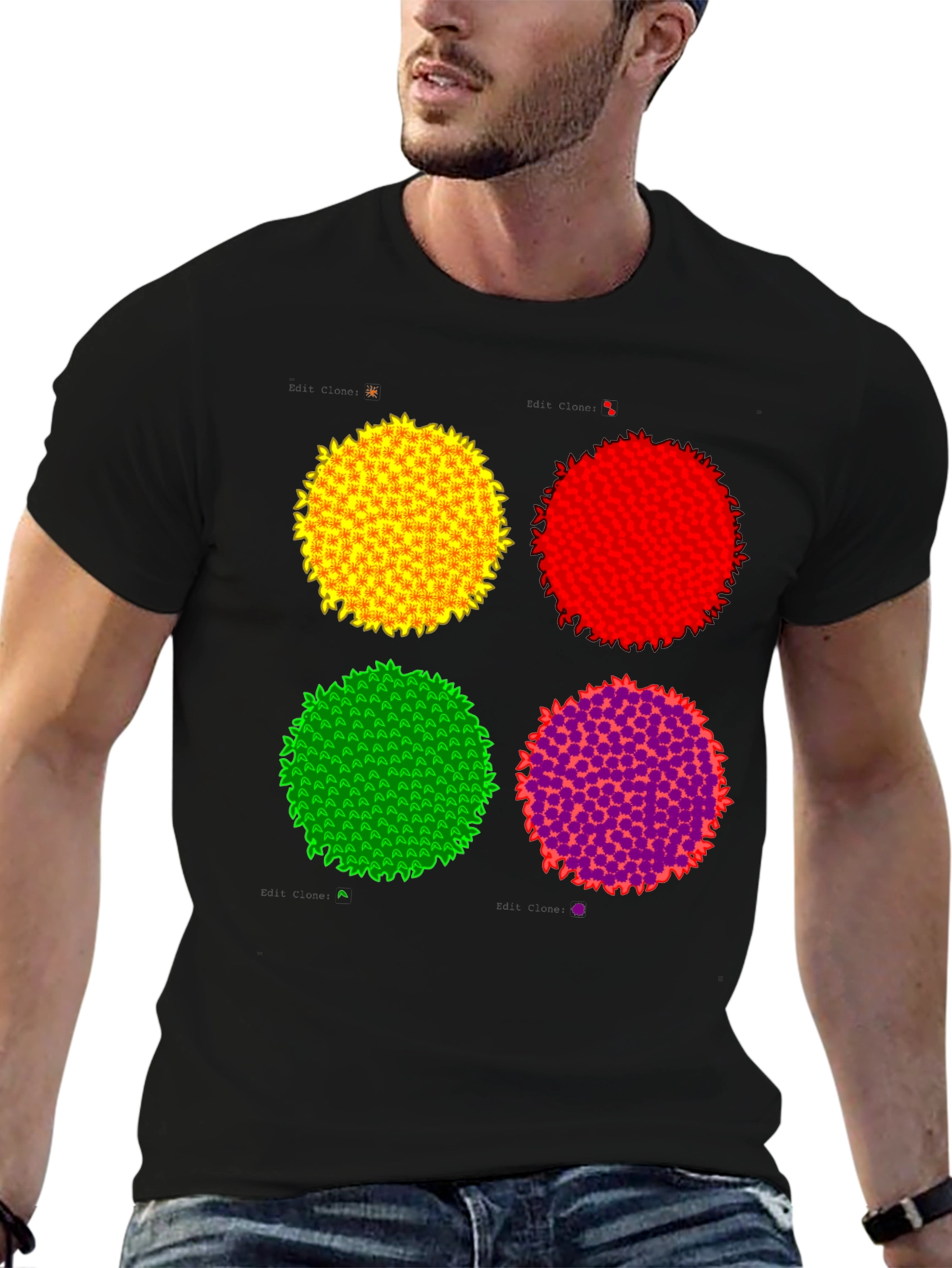 Black Abstract Circle Graphic Print Black Tee view 6