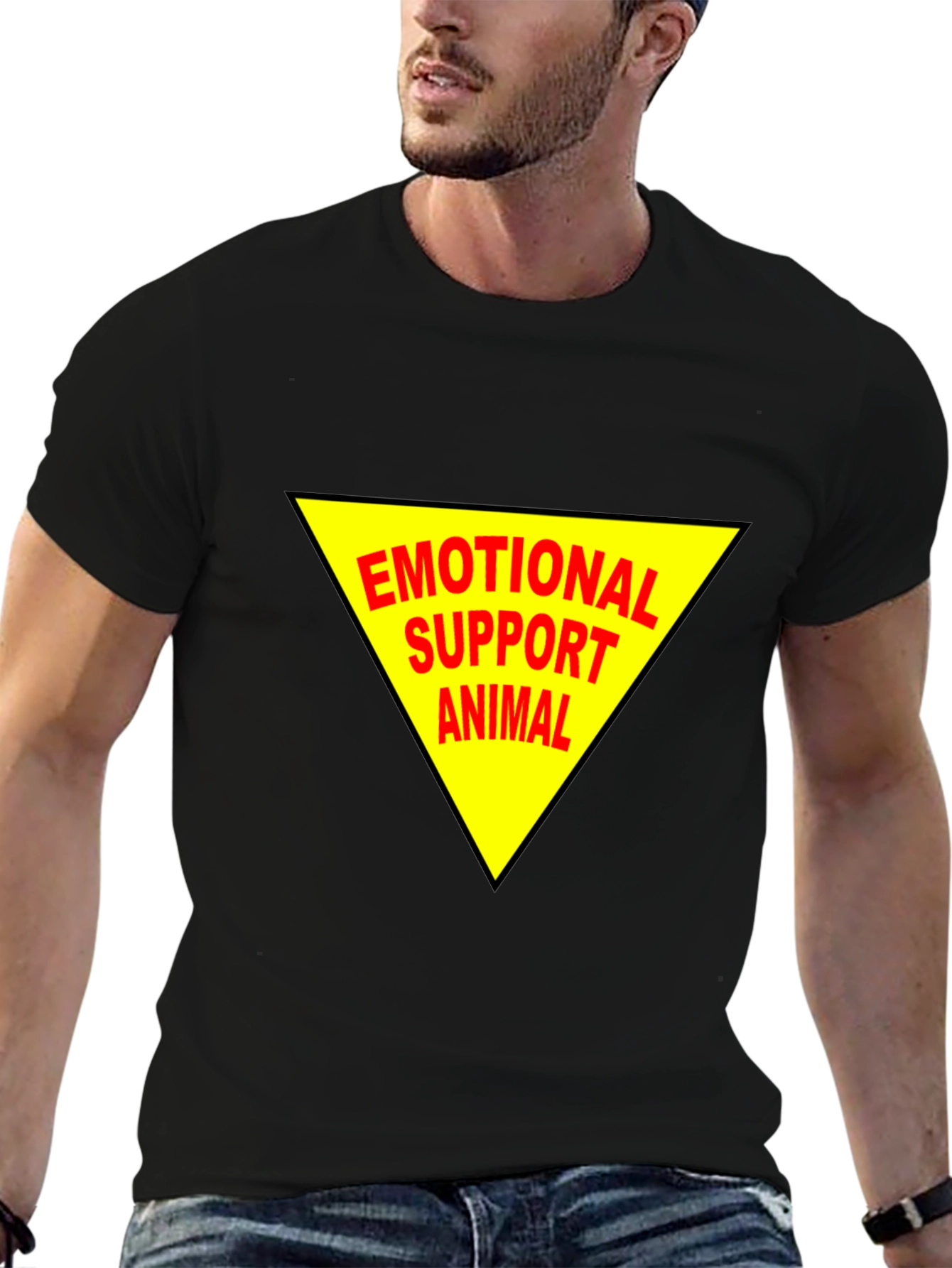Black Emotional Support Animal Tee - Black Cotton Comfort view 6