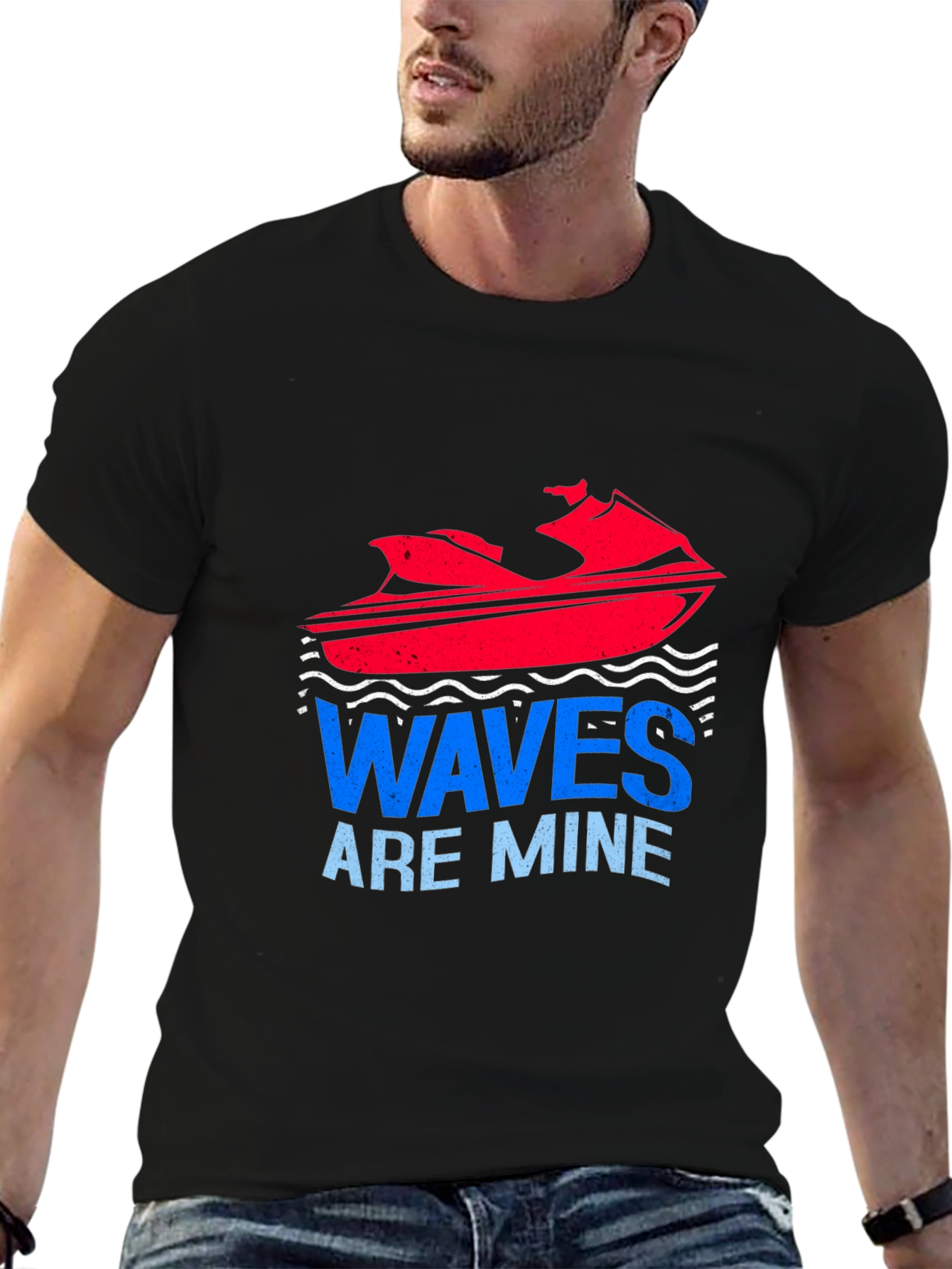 Black Waves Are Mine Graphic Tee - Jet Ski T-Shirt view 6