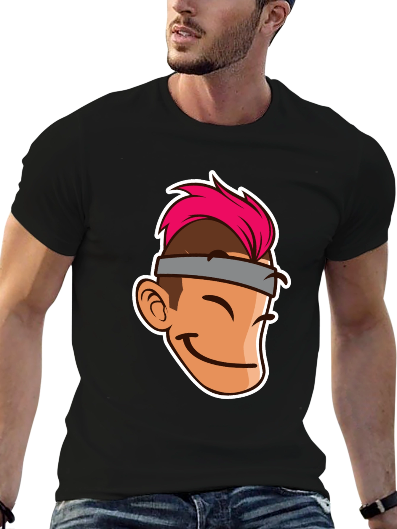 Black Cartoon Character Graphic Tee - Black T-Shirt view 6