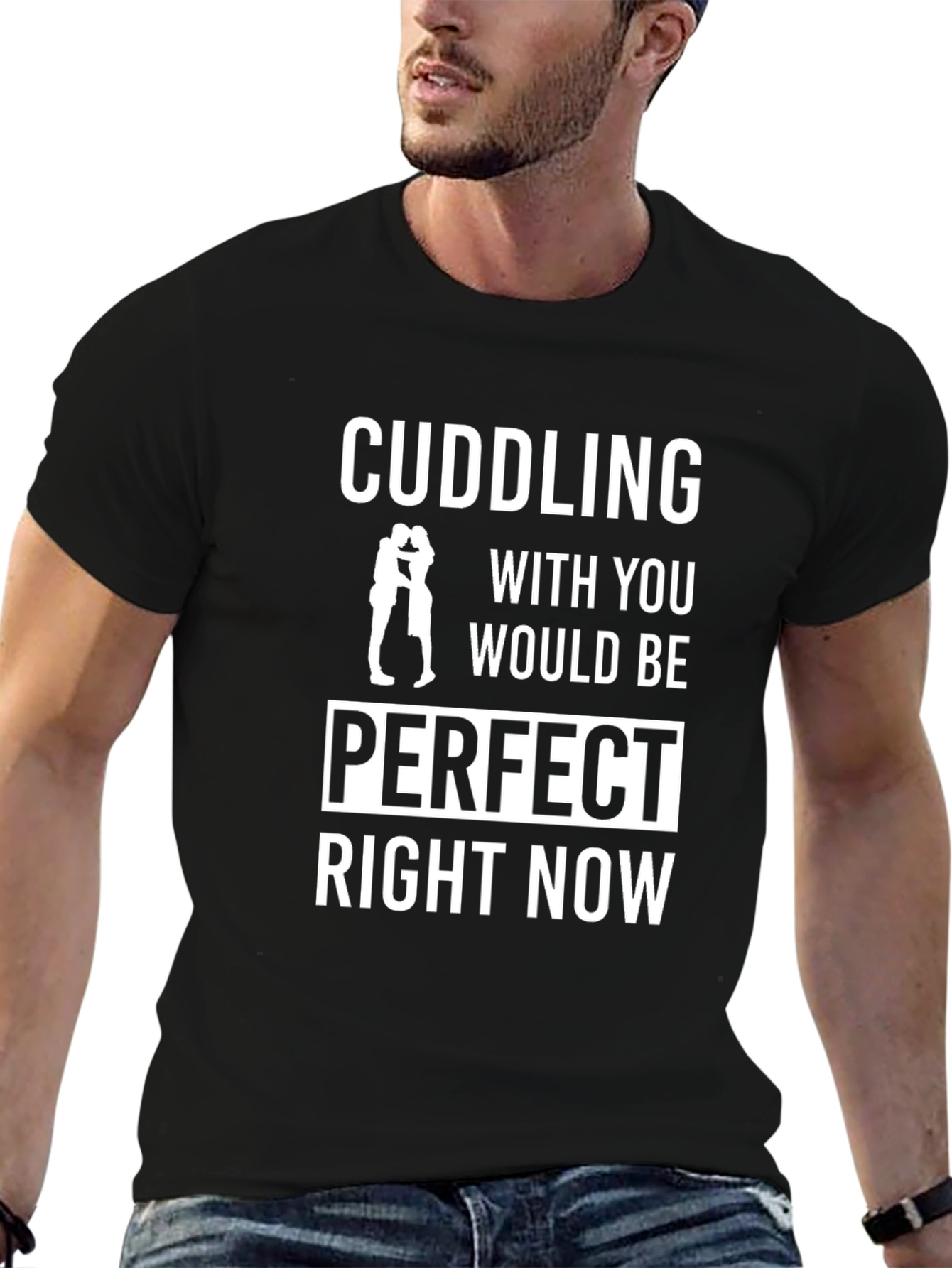 Black Cuddling Perfect Right Now Black T-Shirt view 6