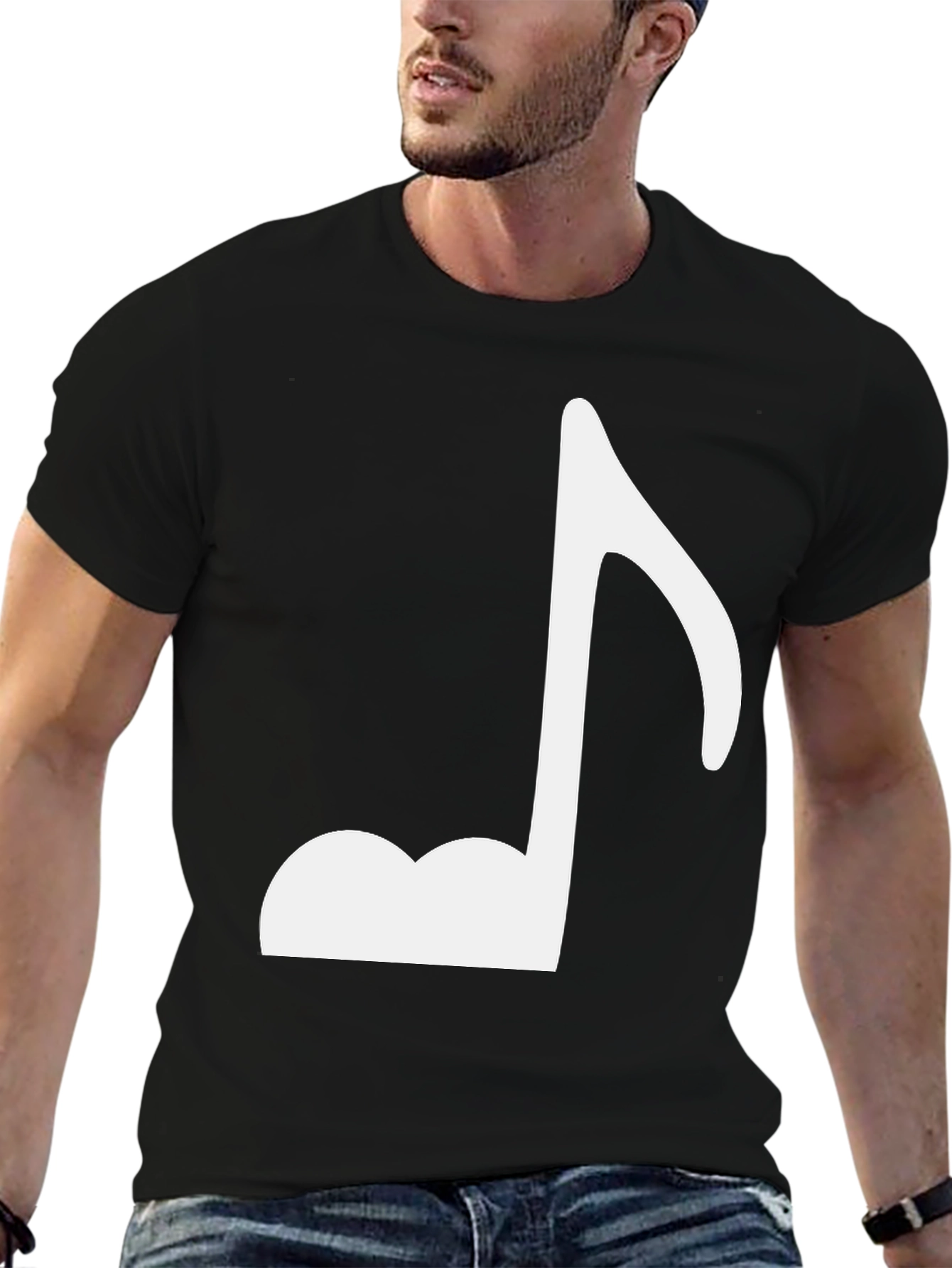 Black Music Note Graphic Black T-Shirt view 6