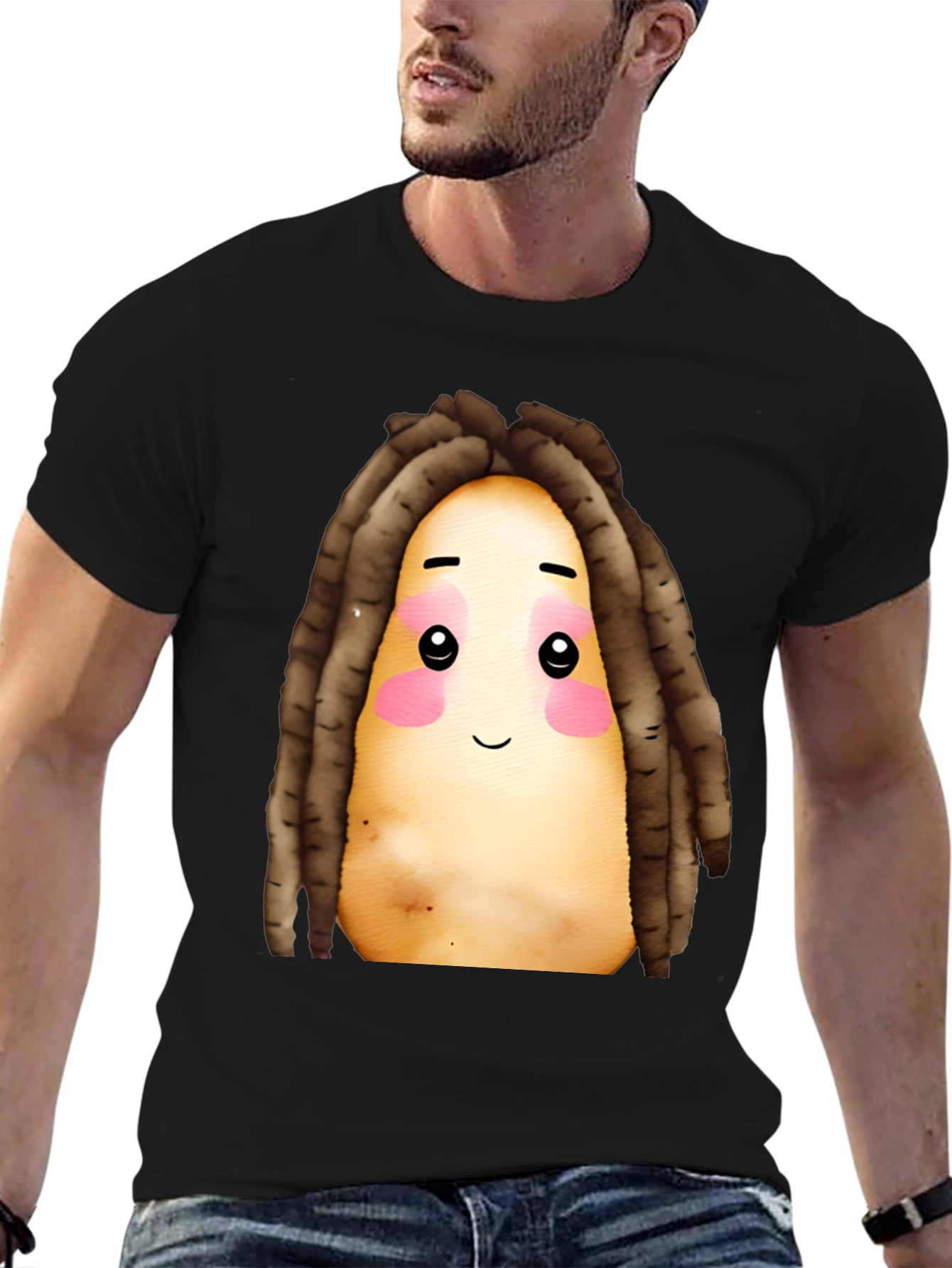 Black Potato Dreadlocks Graphic T-Shirt view 6