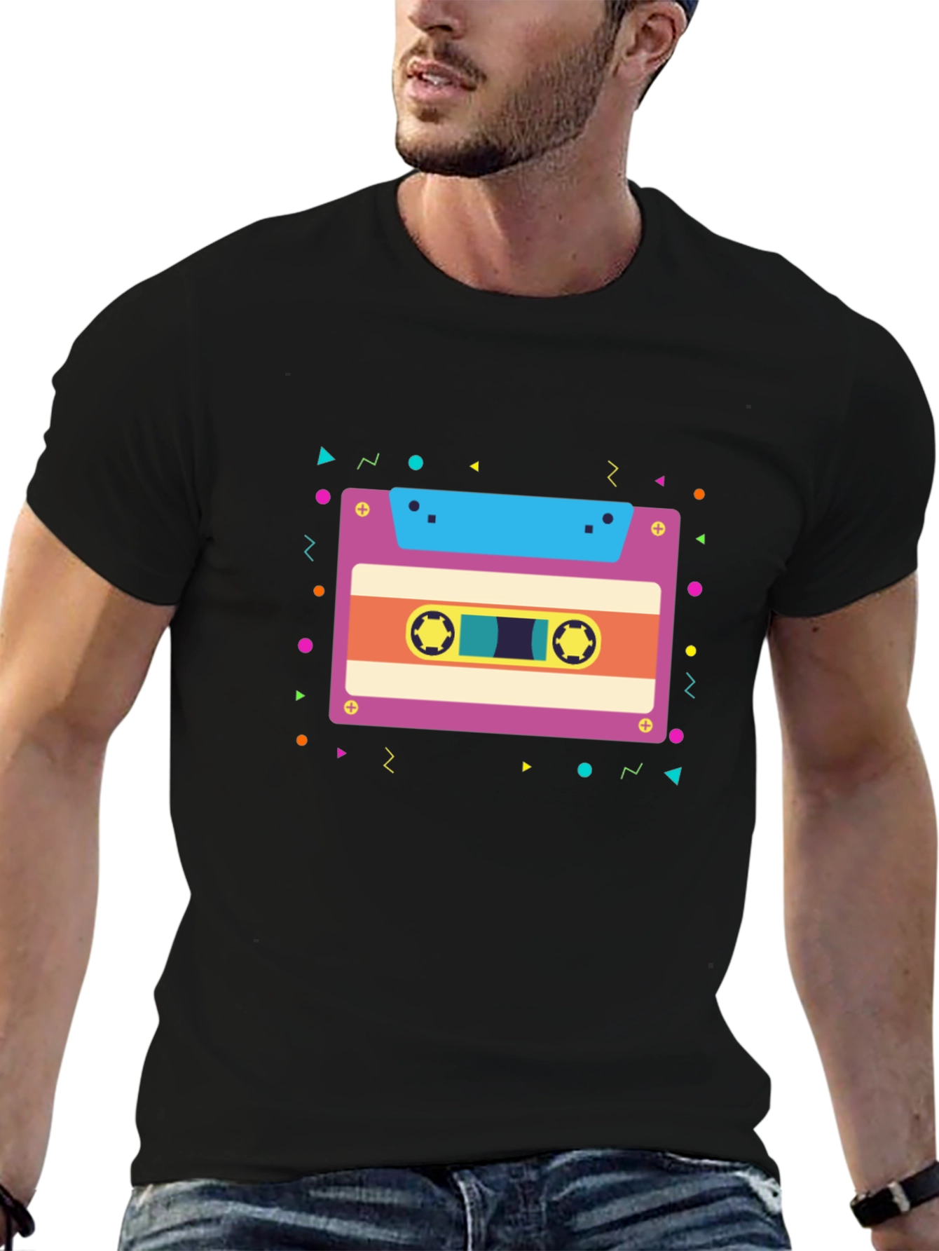 Black Retro Cassette Tape Graphic Tee view 6