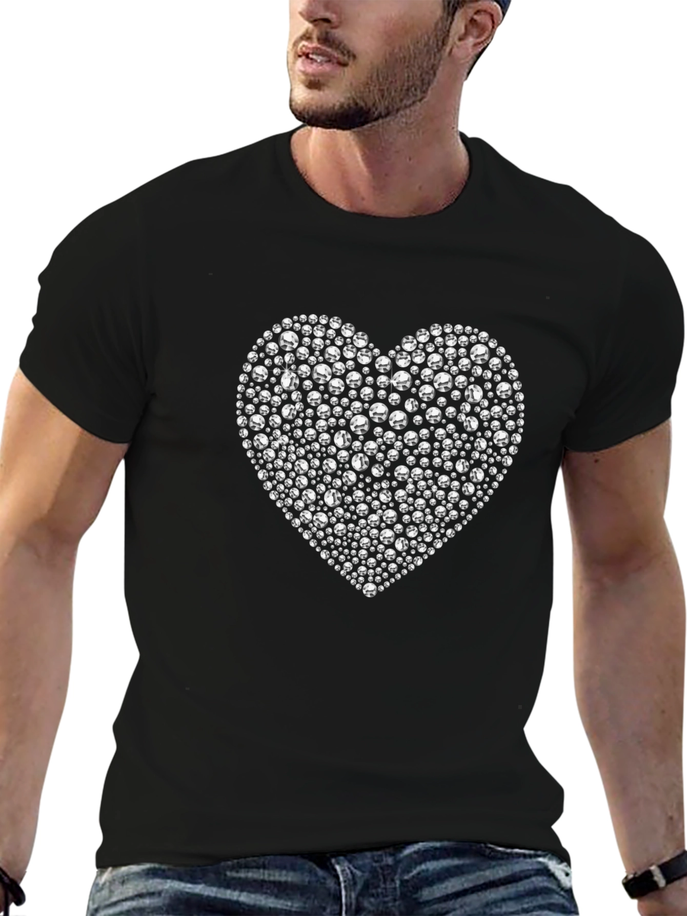 Black Heart of Diamonds Graphic Tee view 6