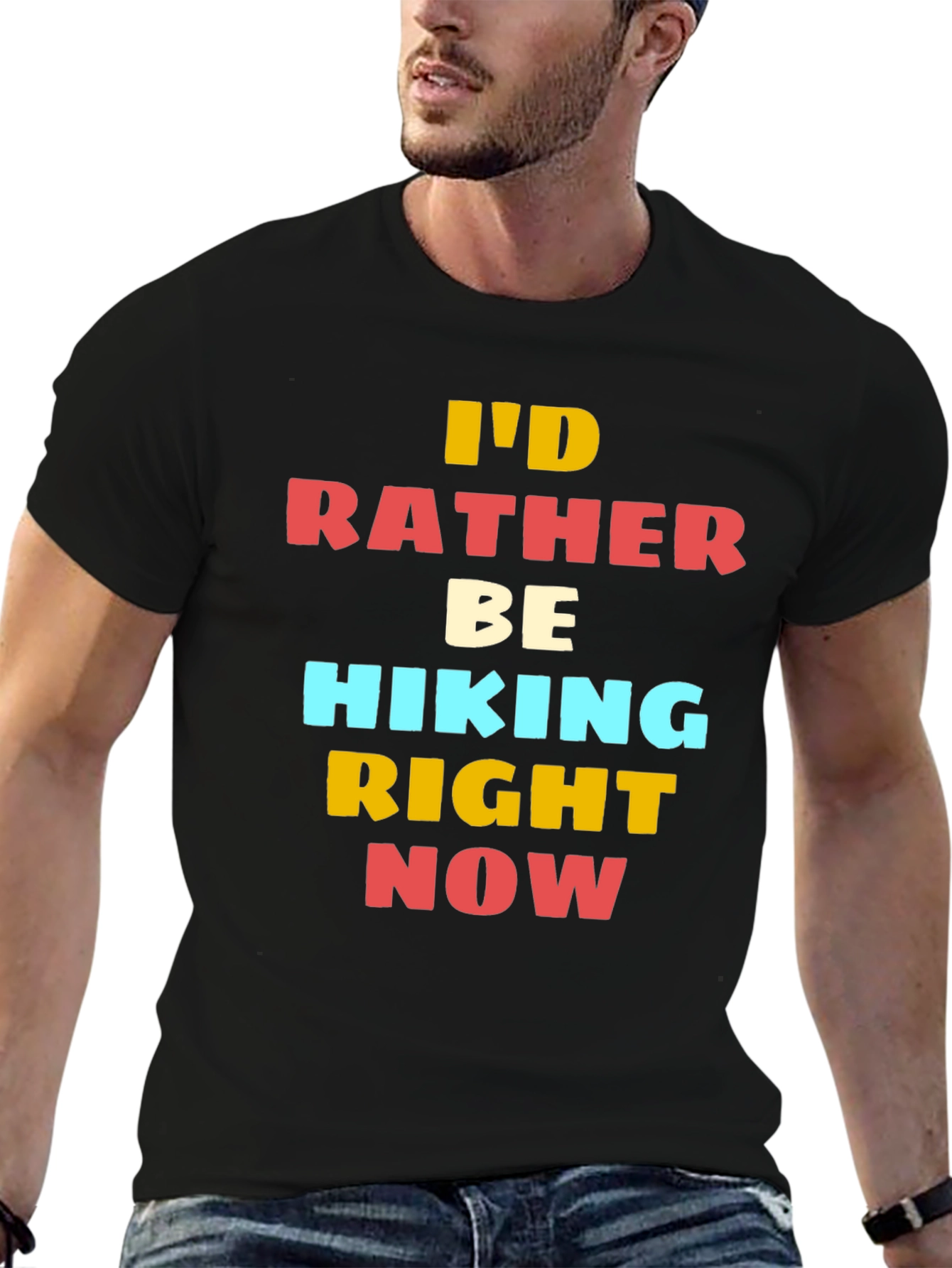 Black Hiking T-Shirt - I'd Rather Be Hiking Right Now view 6