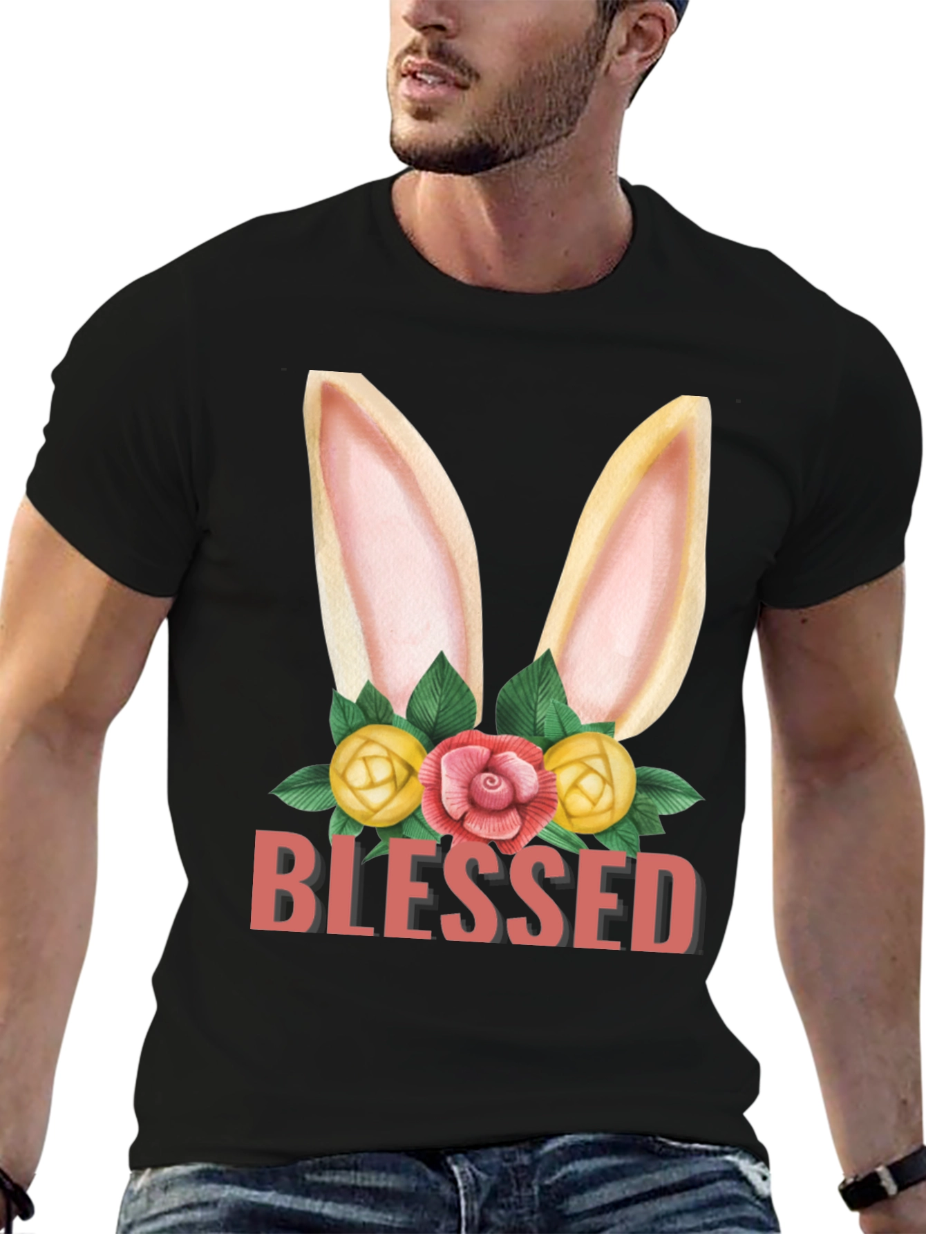 Blessed Easter Bunny Floral Graphic T-Shirt - 6