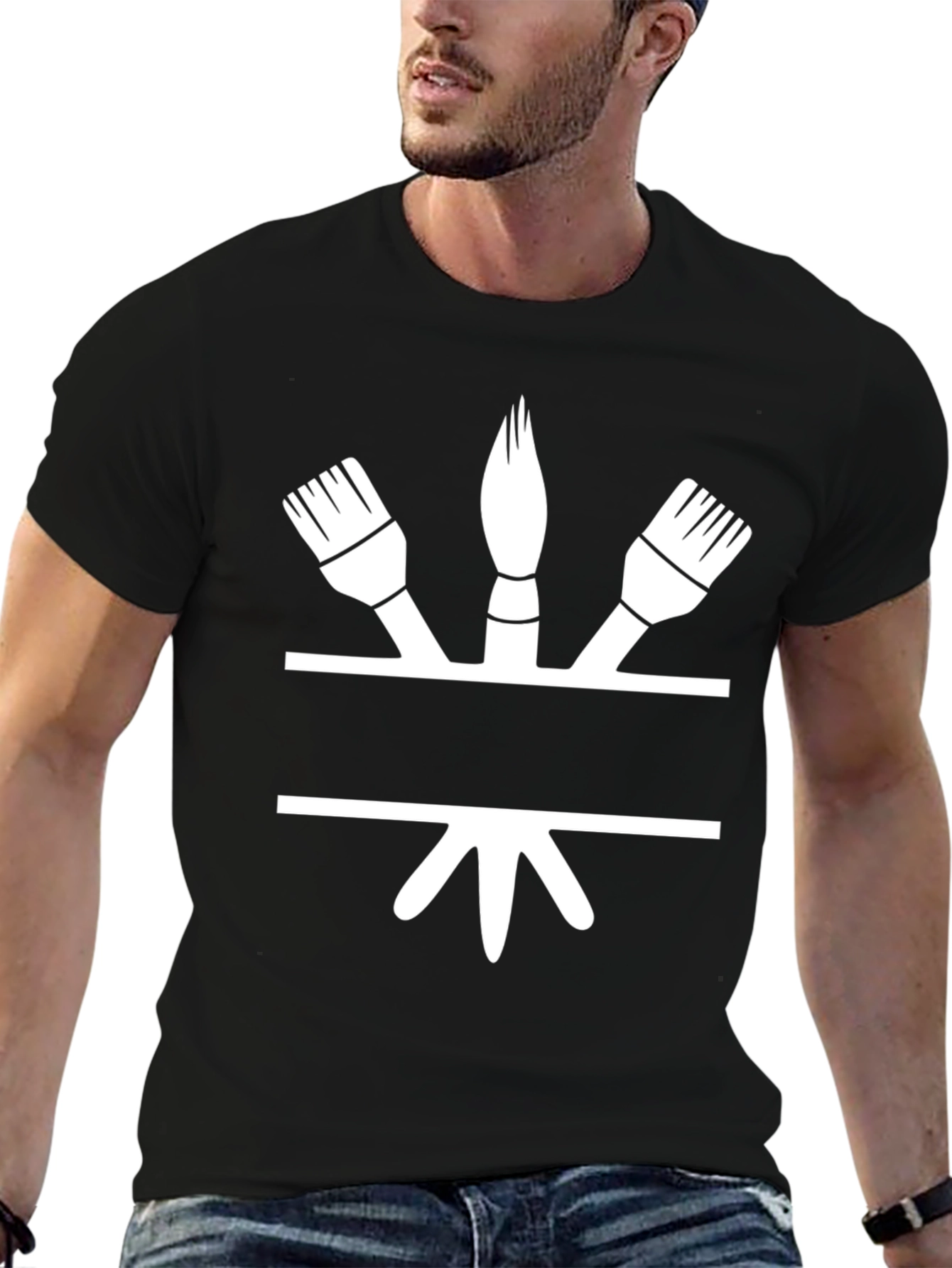 Black Painter's Brush T-Shirt - Creative Design view 6