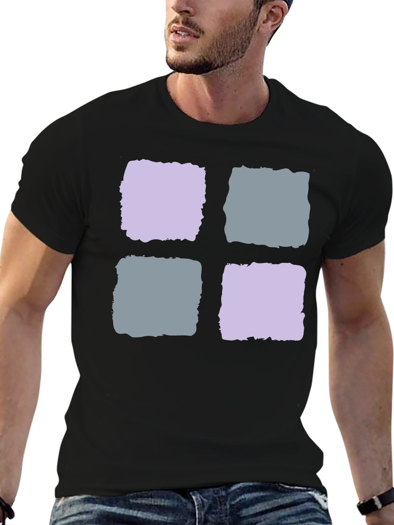 Black Abstract Squares Black T-Shirt view 6