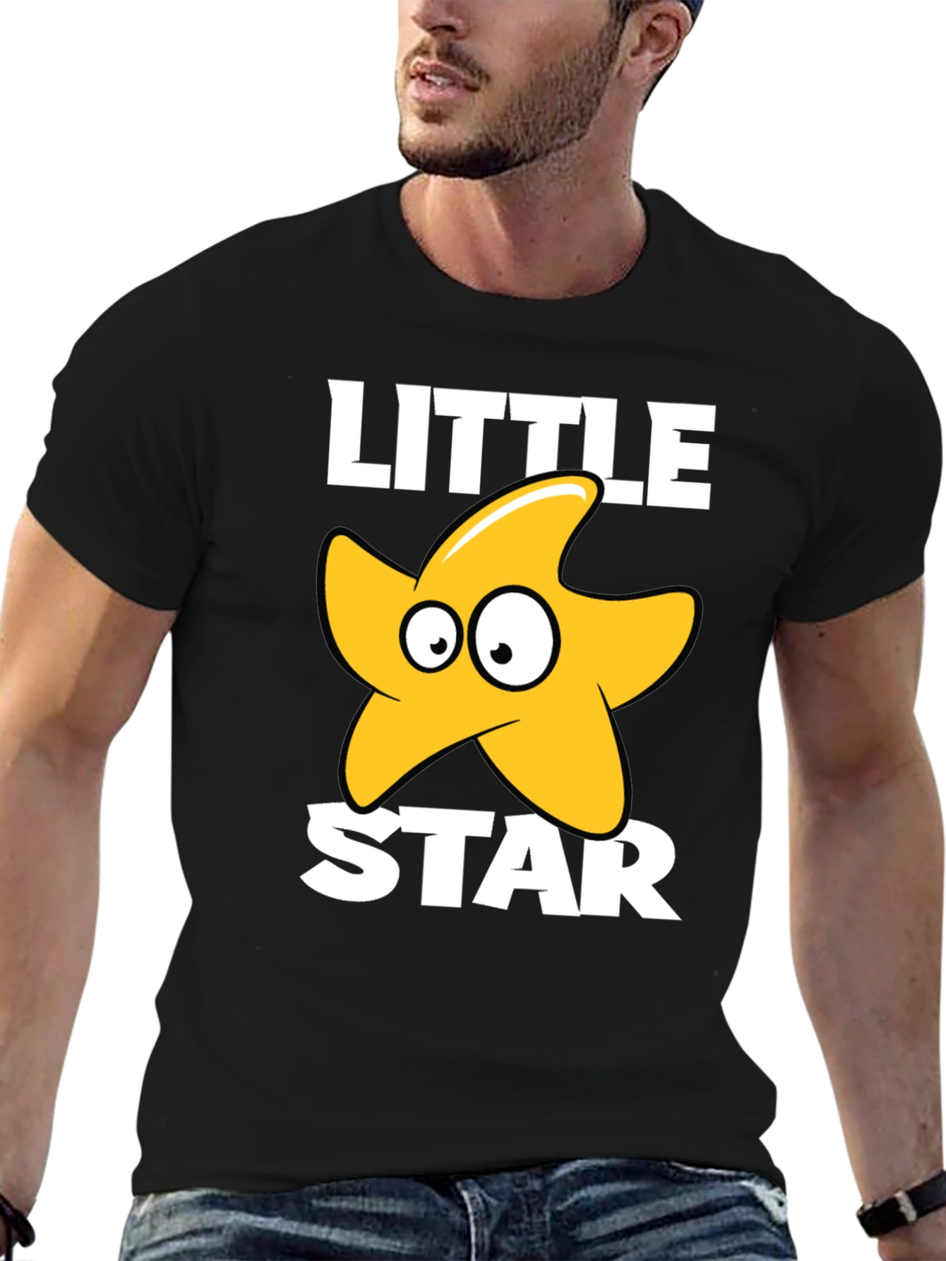 Black Cute 'Little Star' Graphic T-Shirt - Black view 6