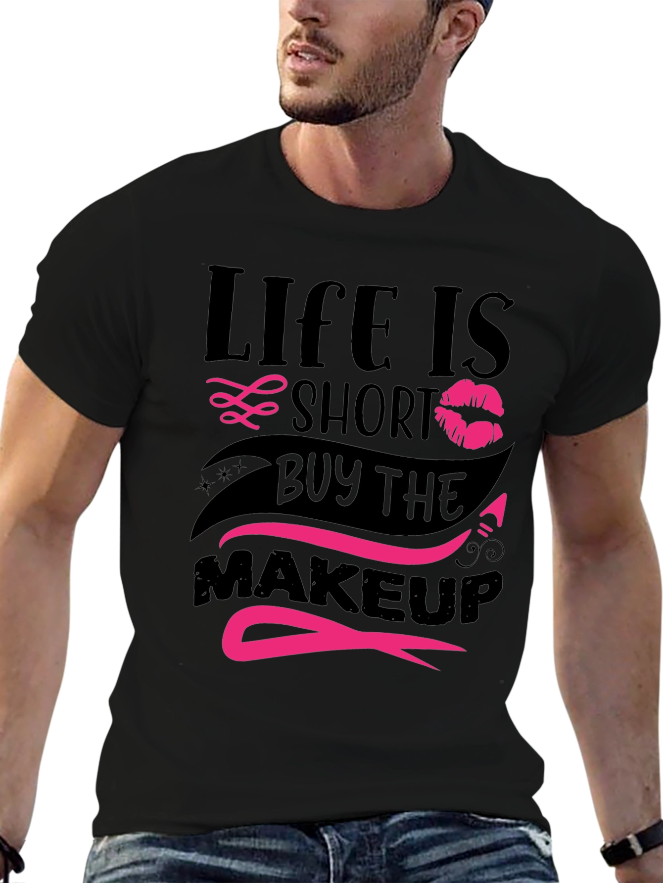 Black Life Is Short Makeup T-Shirt view 6