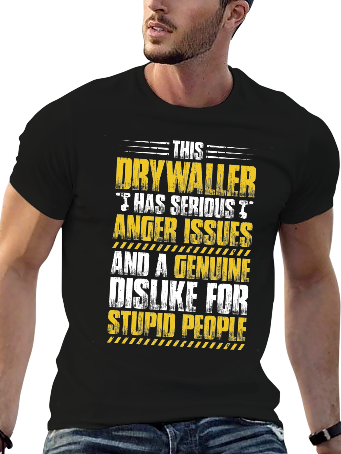 Black Drywaller Anger Issues Graphic Tee view 6