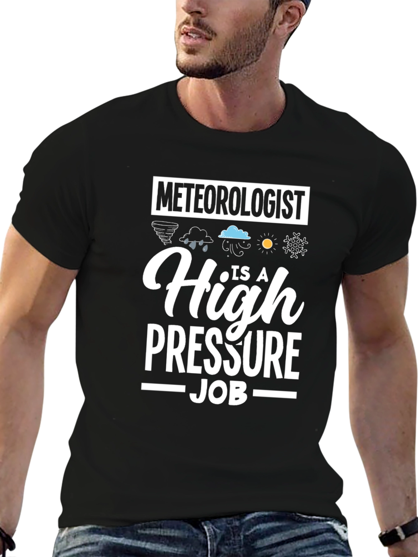 Black Meteorologist High Pressure Job T-Shirt view 6