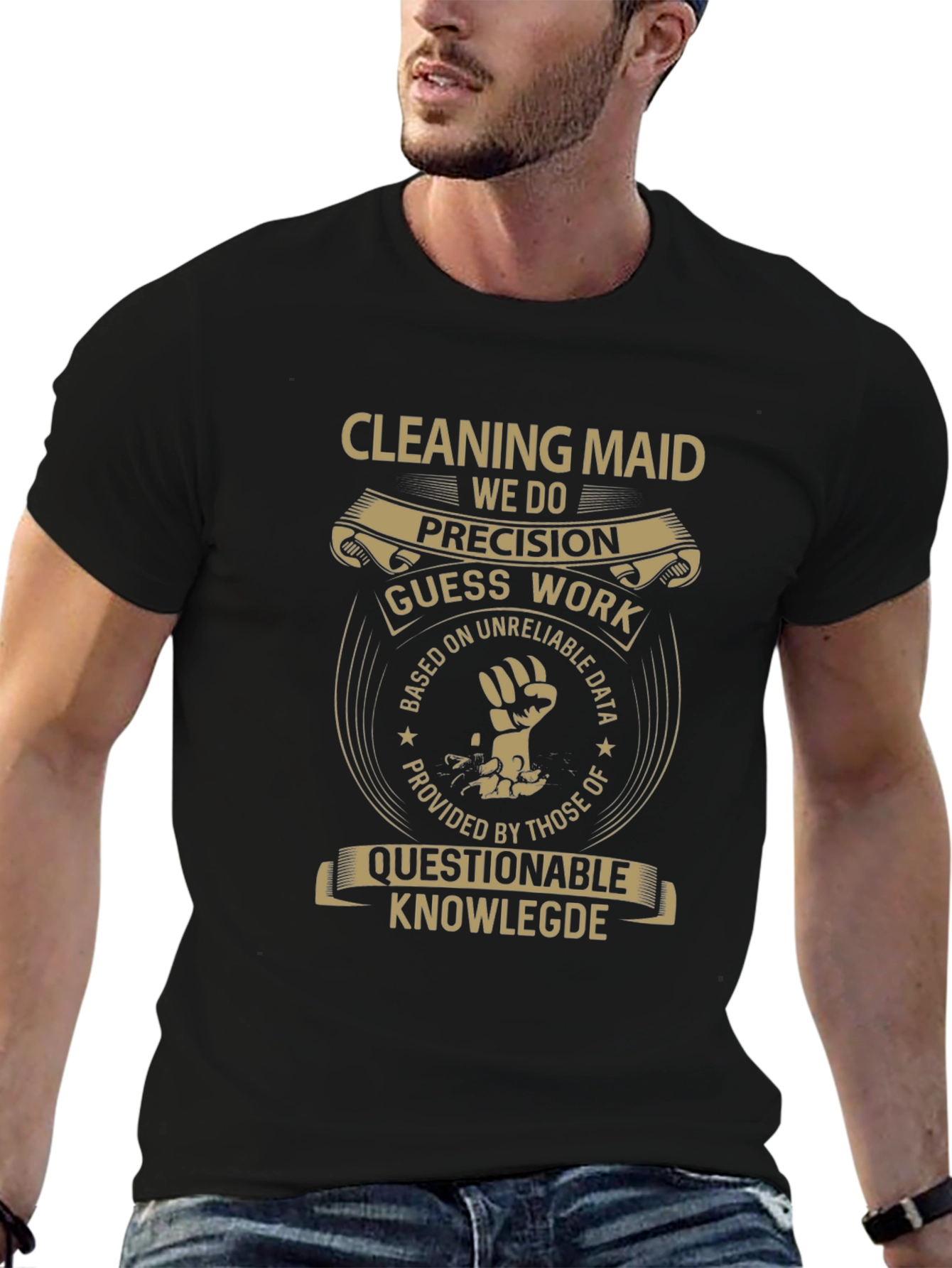 Black Cleaning Maid Precision T-Shirt view 6