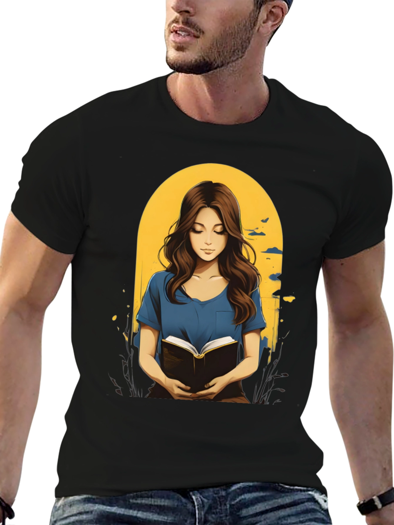Black Woman Reading Book Graphic Tee - Stylish Casual Top view 6