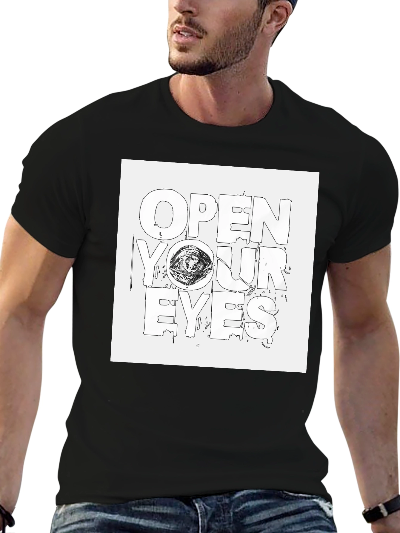 Black Open Your Eyes Graphic T-Shirt view 6