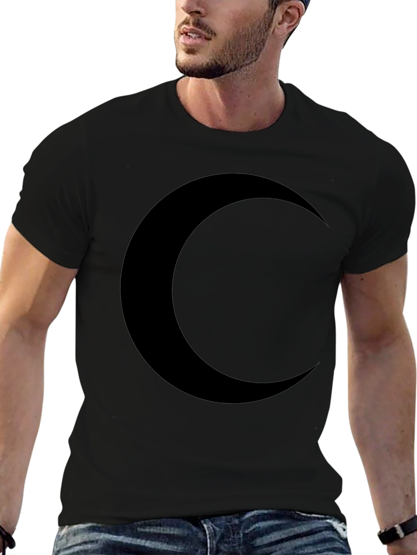 Black Crescent Moon Black T-Shirt - Stylish & Comfortable view 6