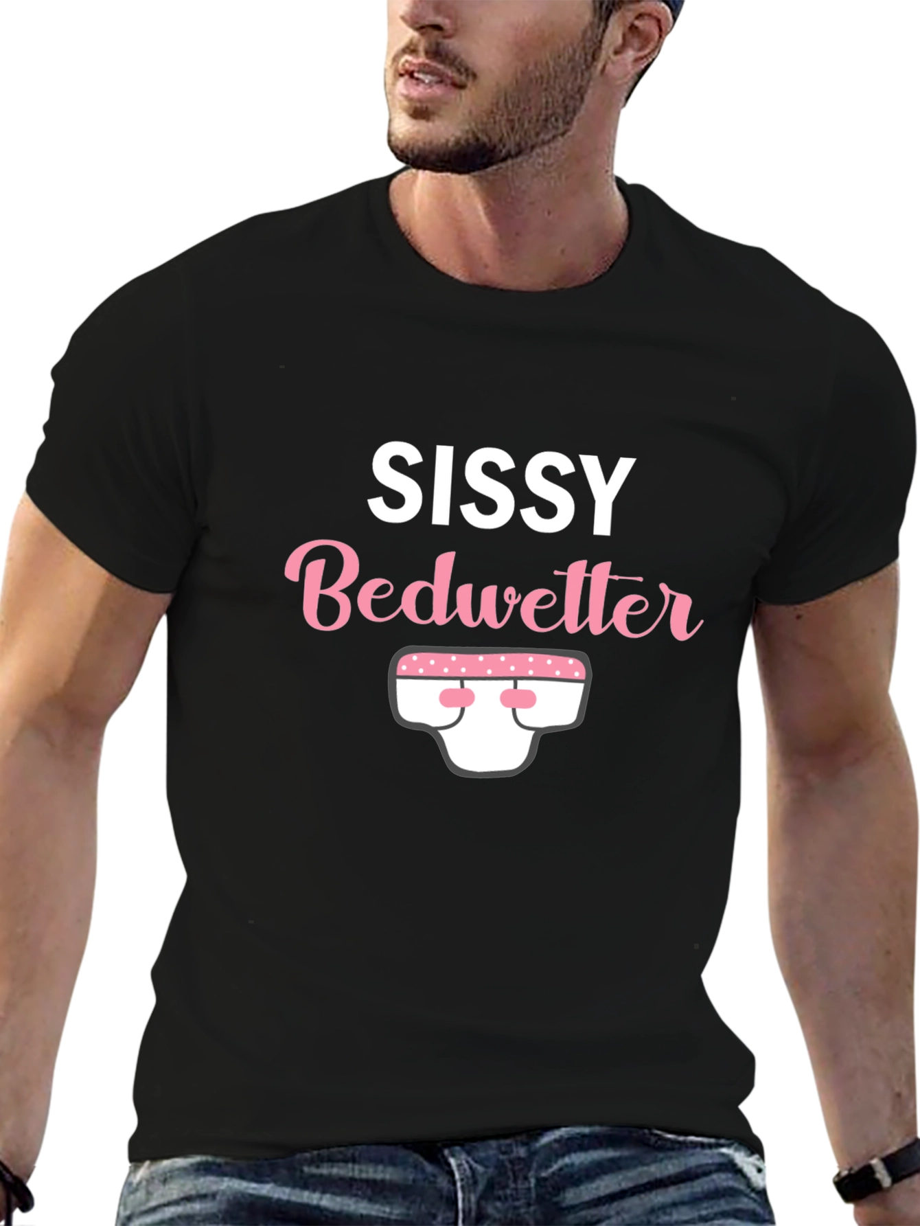 Black Sissy Bedwetter Graphic T-Shirt view 6
