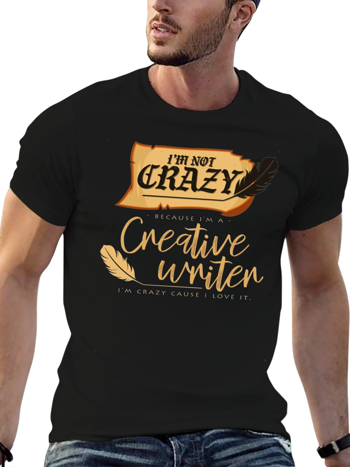 Black Creative Writer T-Shirt - I'm Not Crazy Novelty Tee view 6