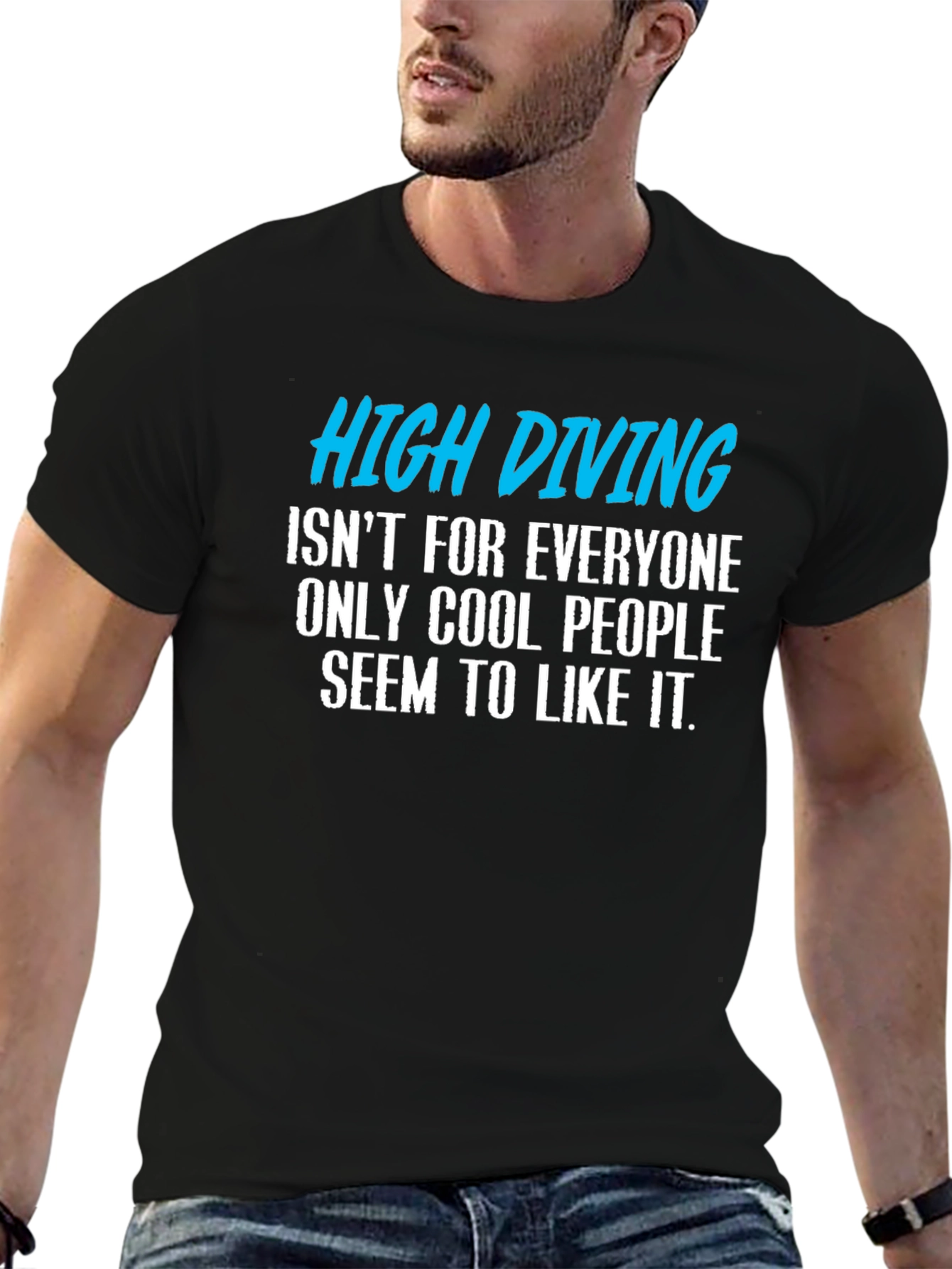 Black High Diving Funny Graphic T-Shirt view 6