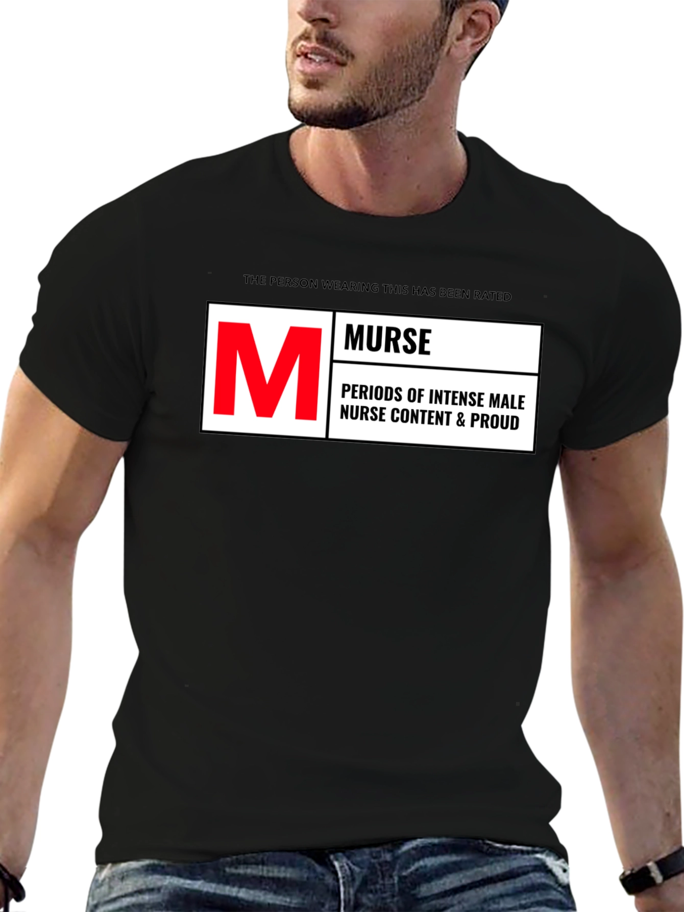 Black Murse T-Shirt: Male Nurse Content view 6