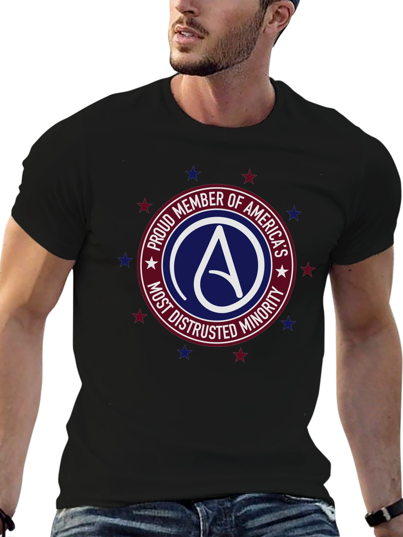 Black Atheist Pride T-Shirt - Most Distrusted Minority Tee view 6