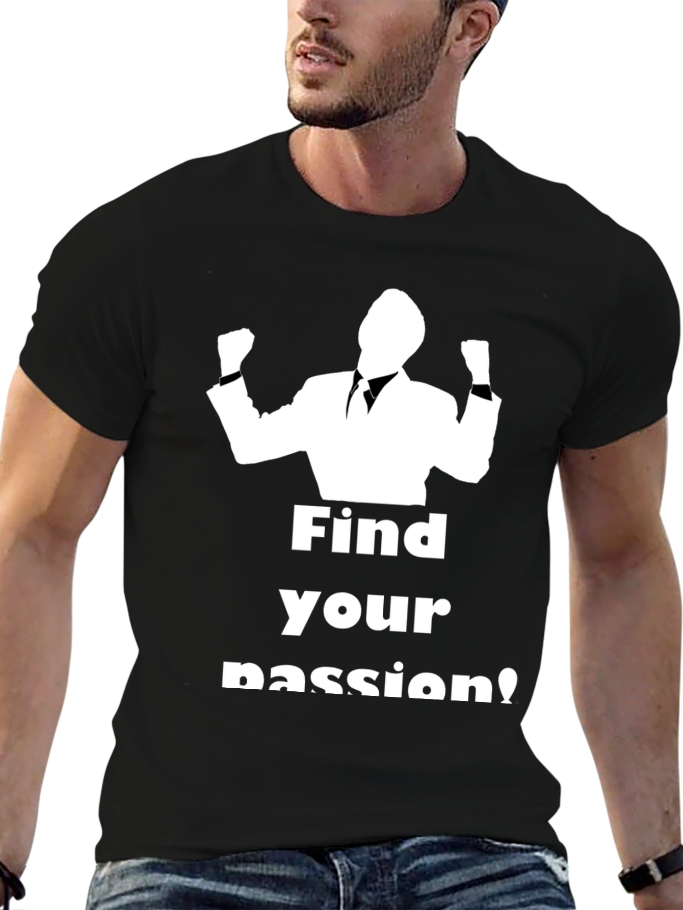 Black Find Your Passion Black Graphic T-Shirt view 6