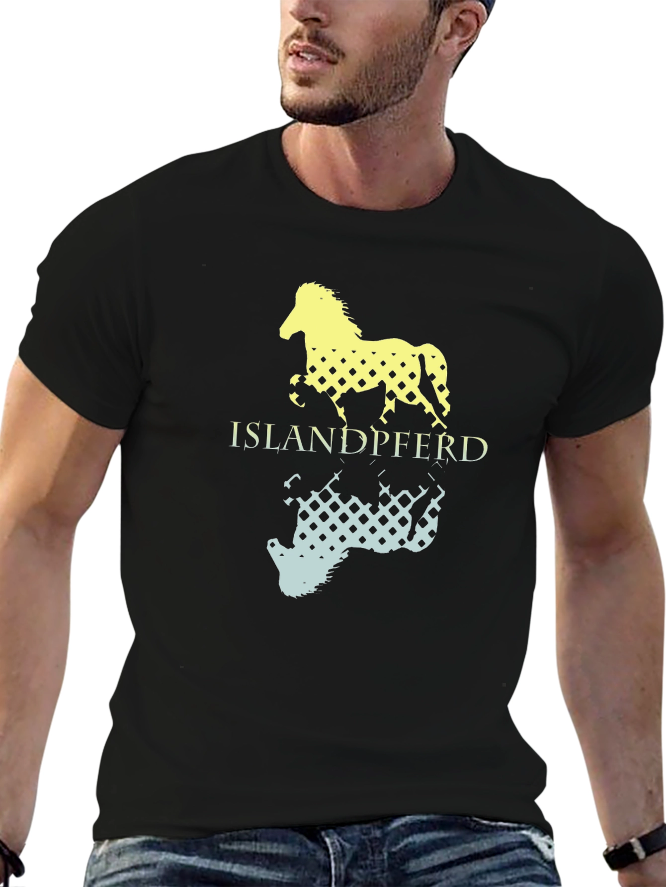 Black Islandpferd Horse Graphic Tee - Black view 6