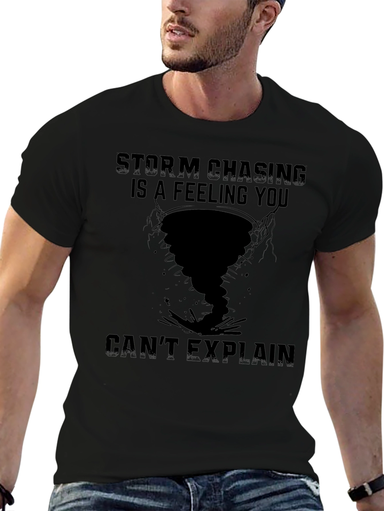 Black Storm Chasing T-Shirt - Weather Enthusiast Tee view 6