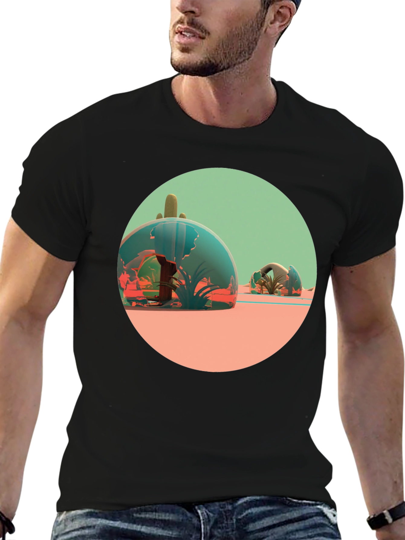 Black Desert Terrarium Graphic Tee - Black Cotton Blend view 6