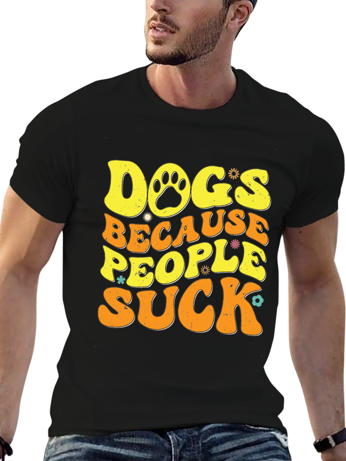 Black Dogs Because People Suck T-Shirt view 6