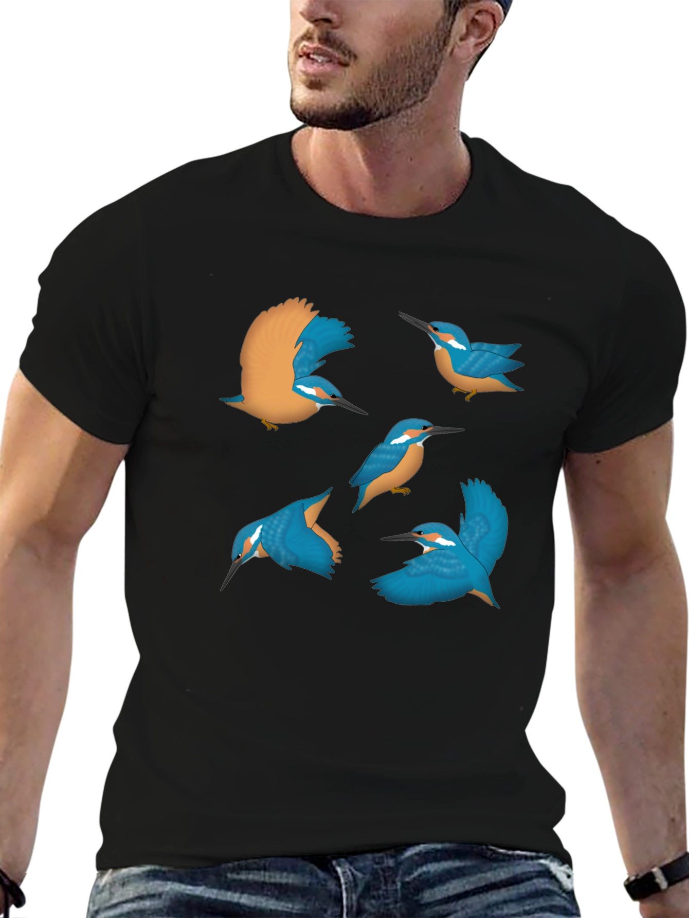 Black Kingfisher Graphic Tee - Nature Inspired Design view 6