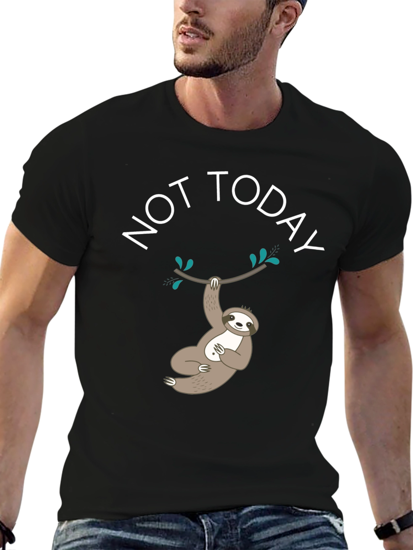 Black Not Today Sloth Graphic Tee view 6