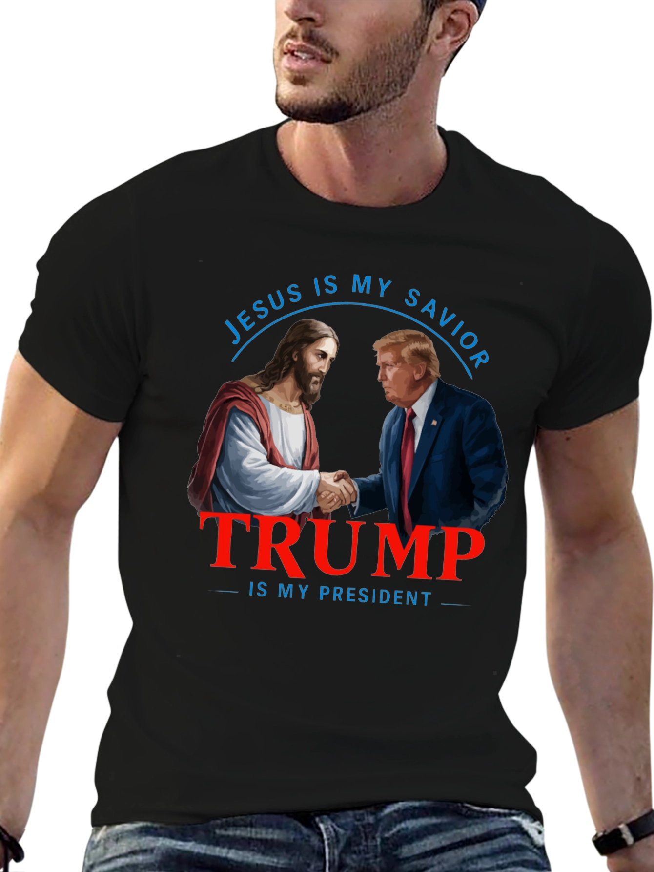 Black Jesus & Trump T-Shirt: Savior and President view 6