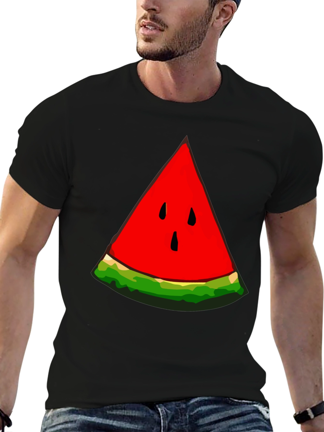 Black Watermelon Slice Graphic T-Shirt - Unisex Summer Style view 6