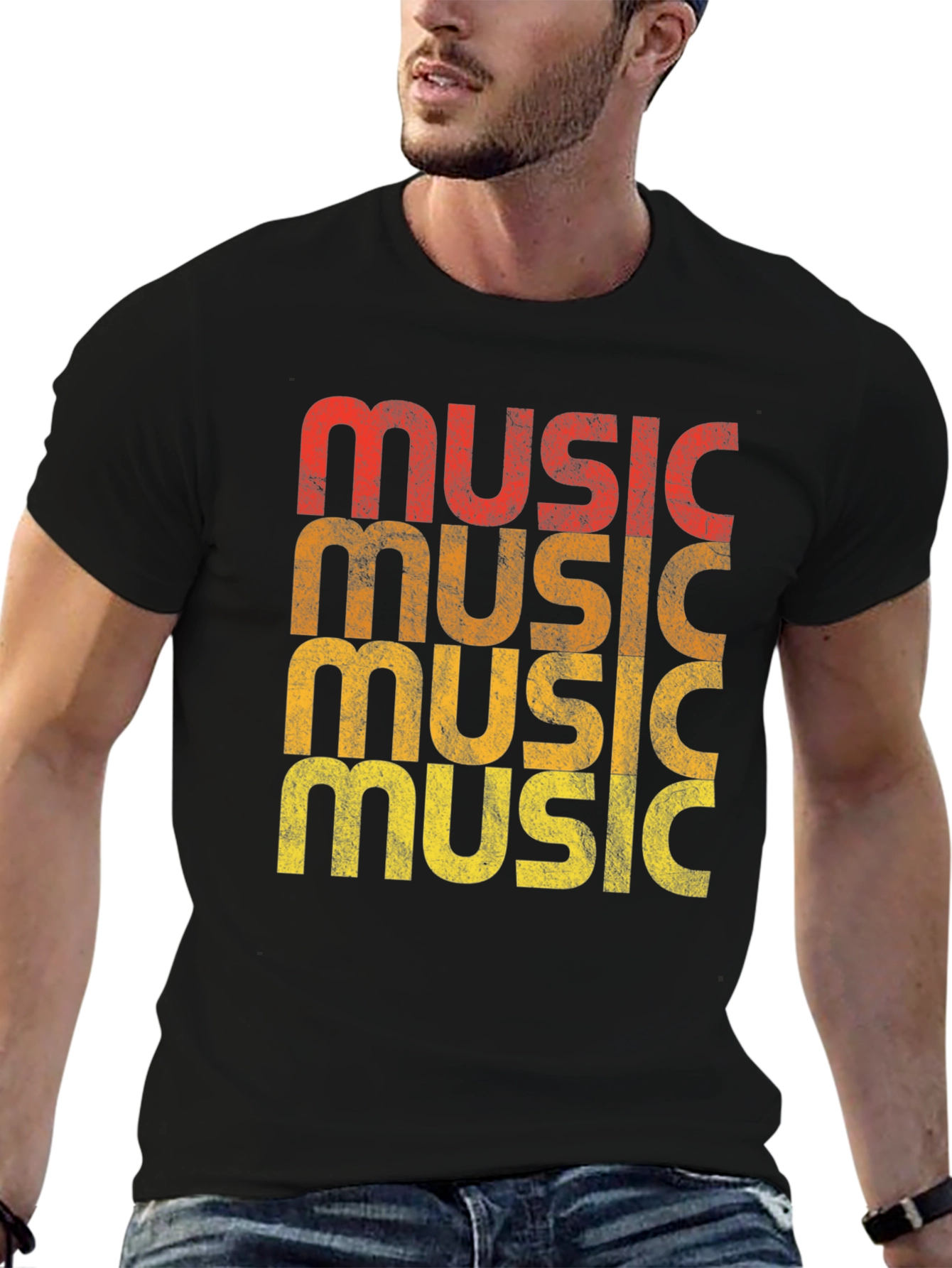 Black Retro Music Graphic T-Shirt view 6