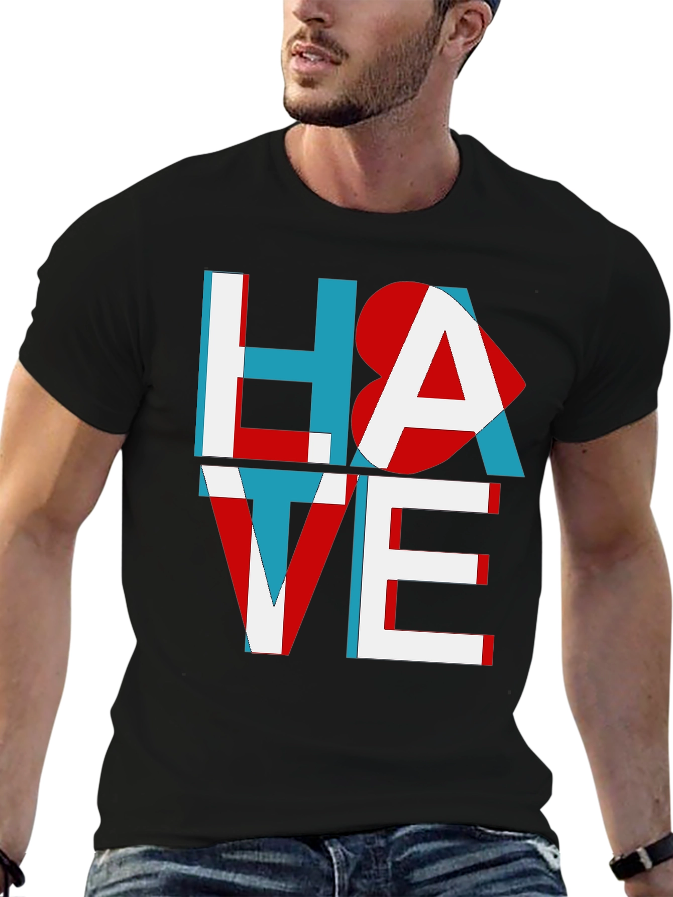 Black Hate Love Graphic Tee - Unisex Cotton T-Shirt view 6
