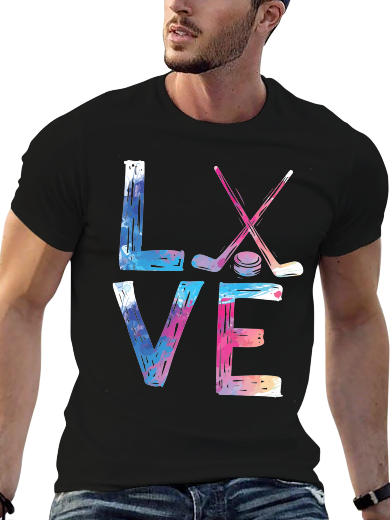 Black Love Hockey Graphic T-Shirt view 6