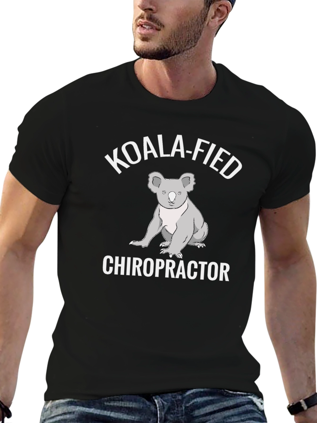 Black Koala-Fied Chiropractor Graphic Tee - Soft Cotton Shirt view 6