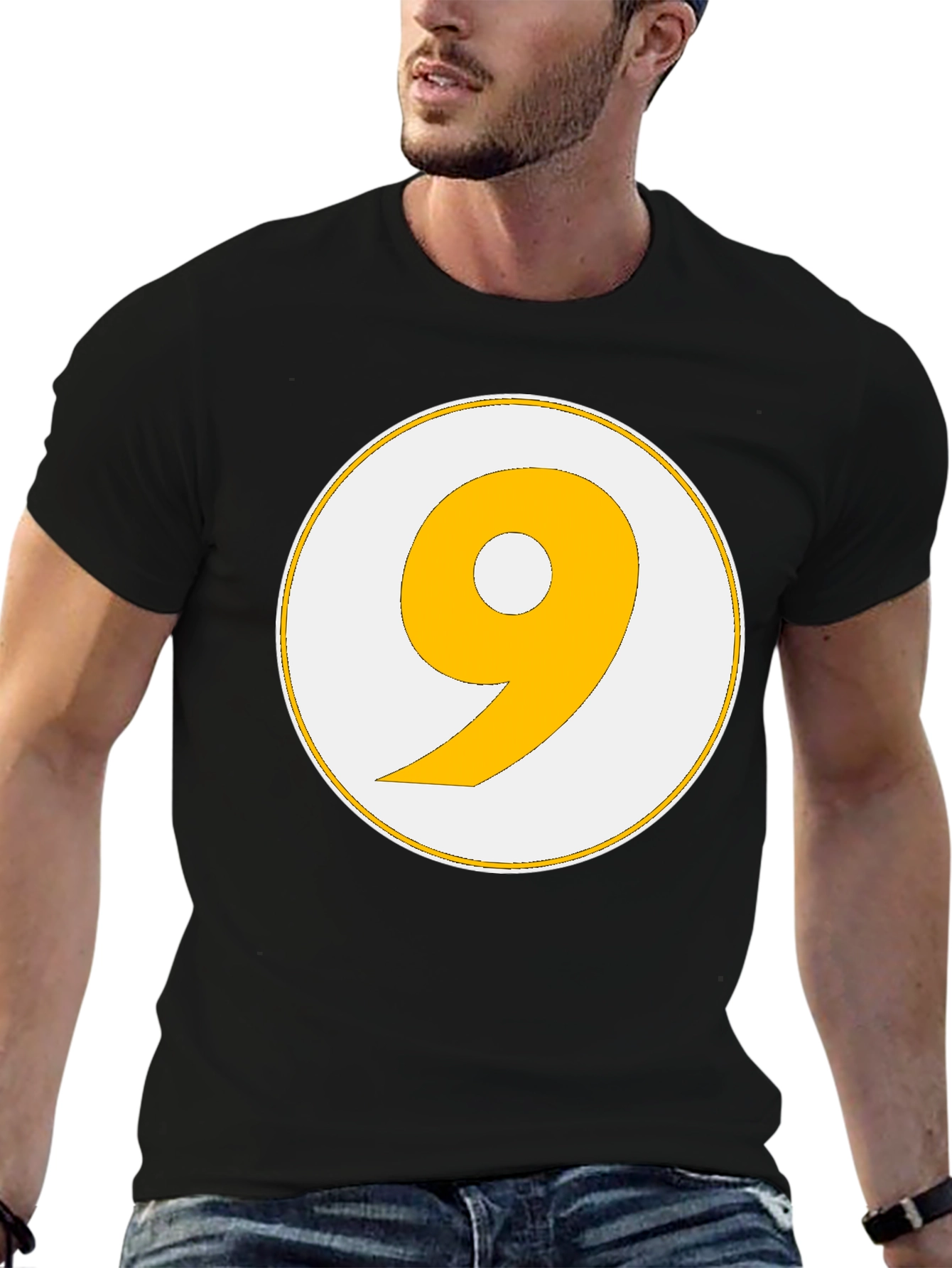 Black Nine Ball Graphic Tee - Black Cotton Blend view 6