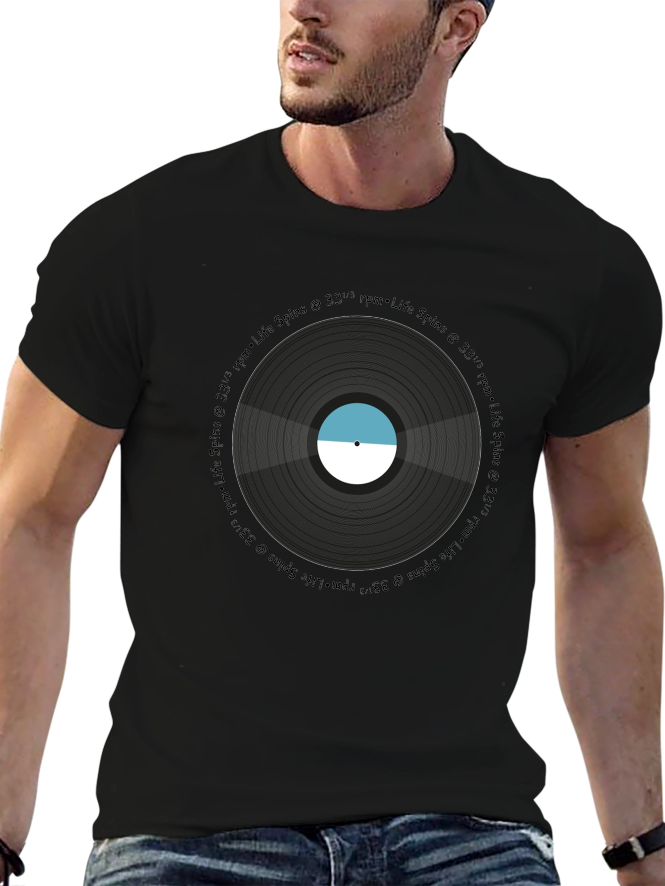 Black Life Spins Record T-Shirt view 6