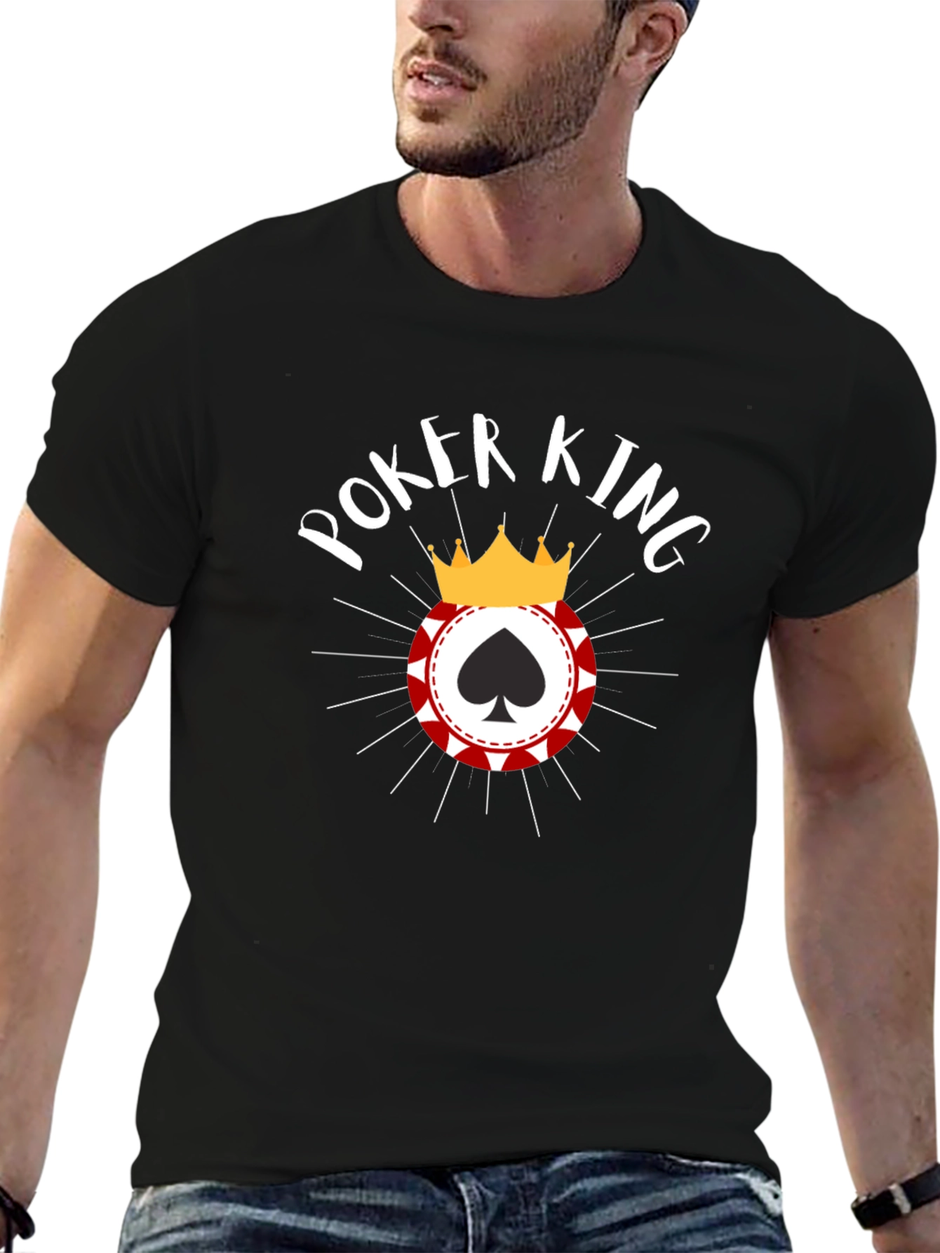 Black Poker King Graphic Tee - Black Cotton Blend T-Shirt view 6