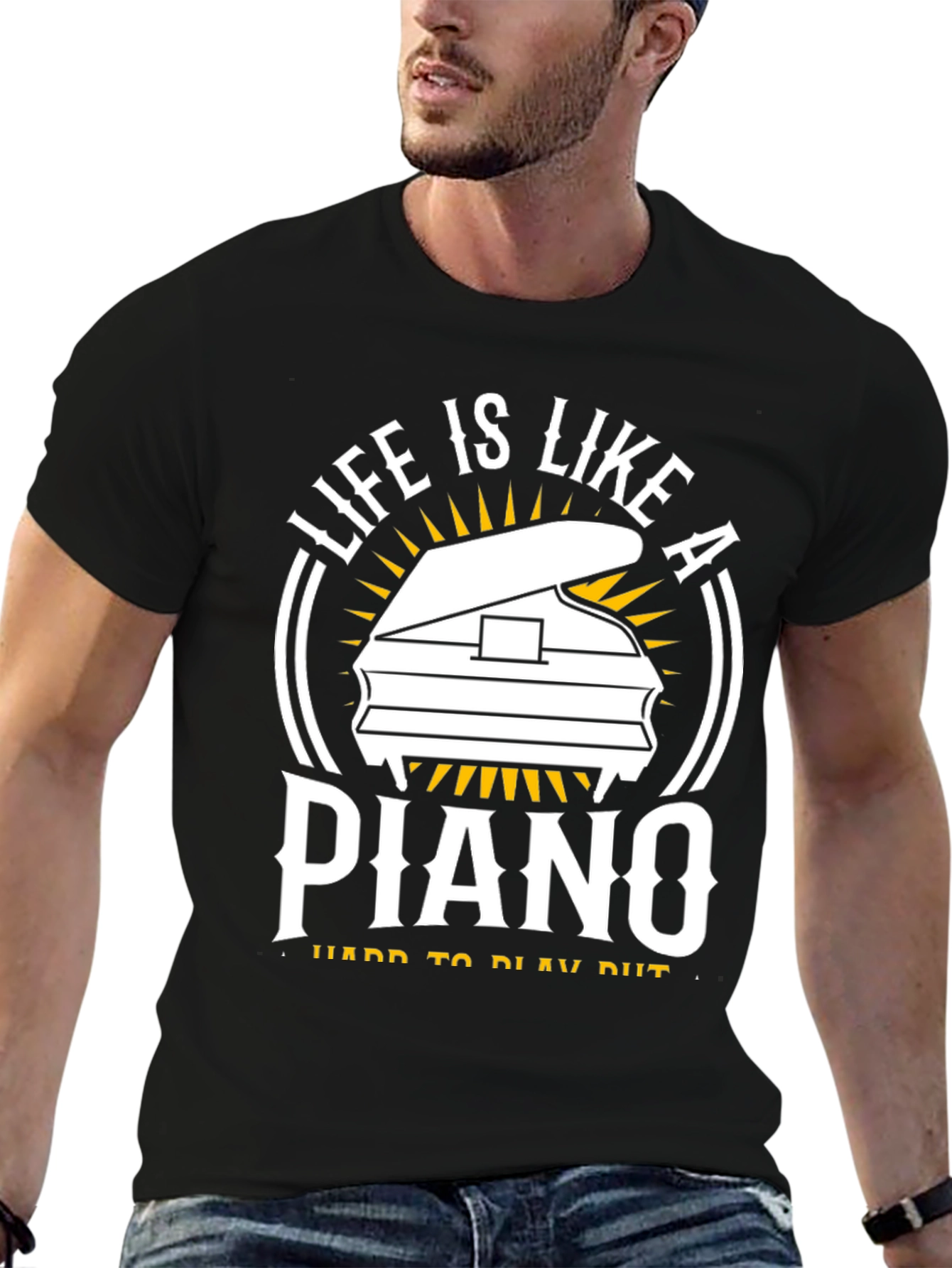 Black Life is Like a Piano T-Shirt - Music Lover Tee view 6