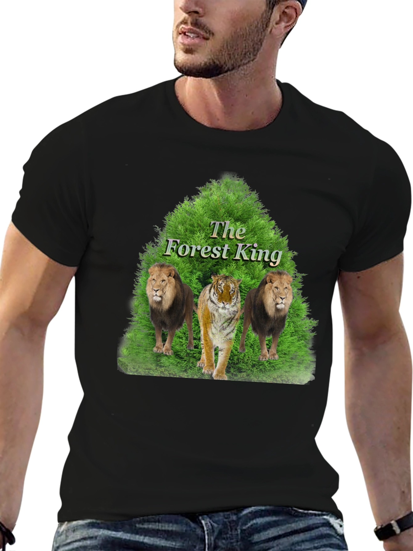 Black Forest King Graphic Tee - Lion & Tiger T-Shirt view 6