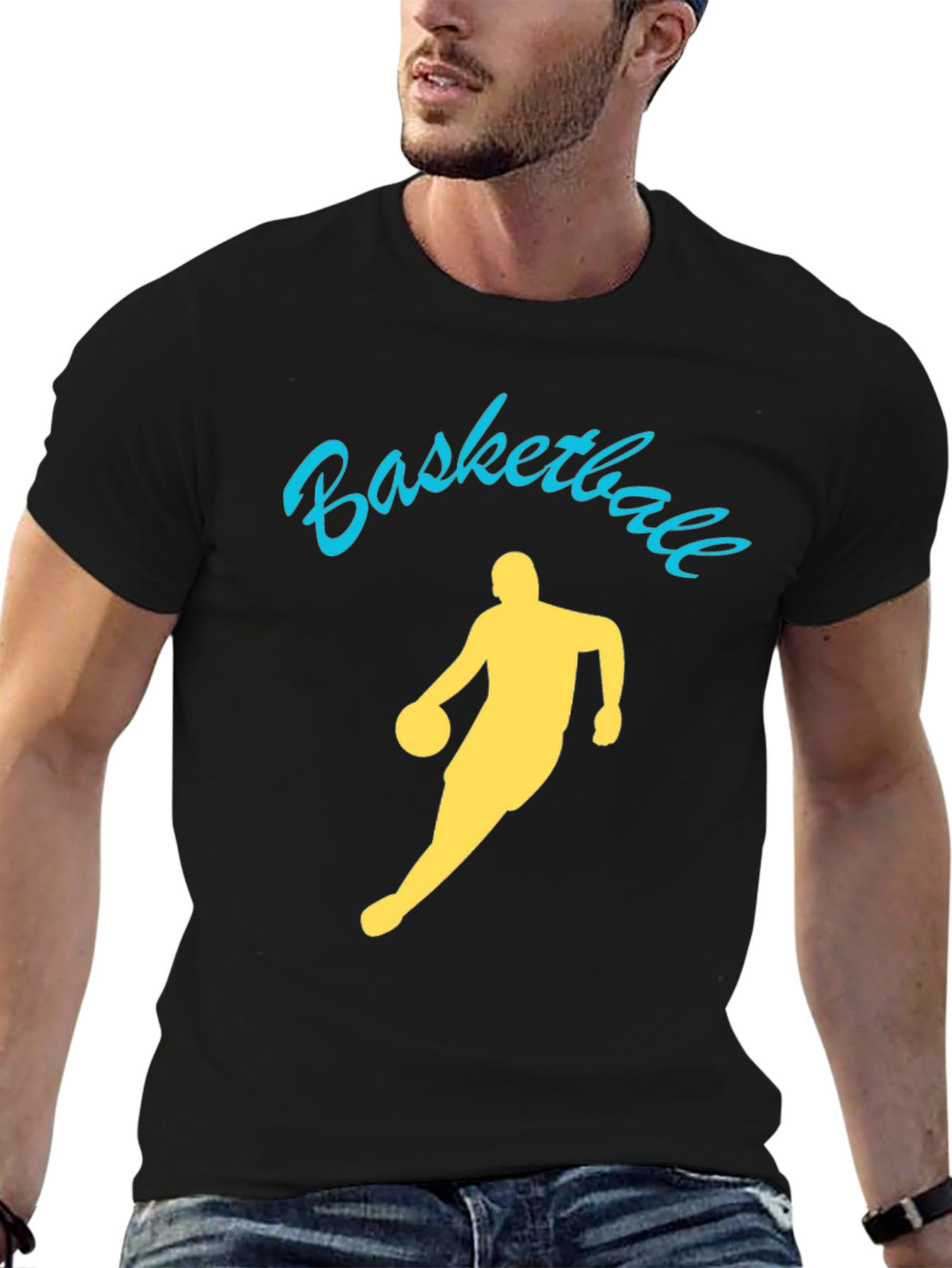 Black Basketball Player Graphic Tee - Black Cotton Shirt view 6