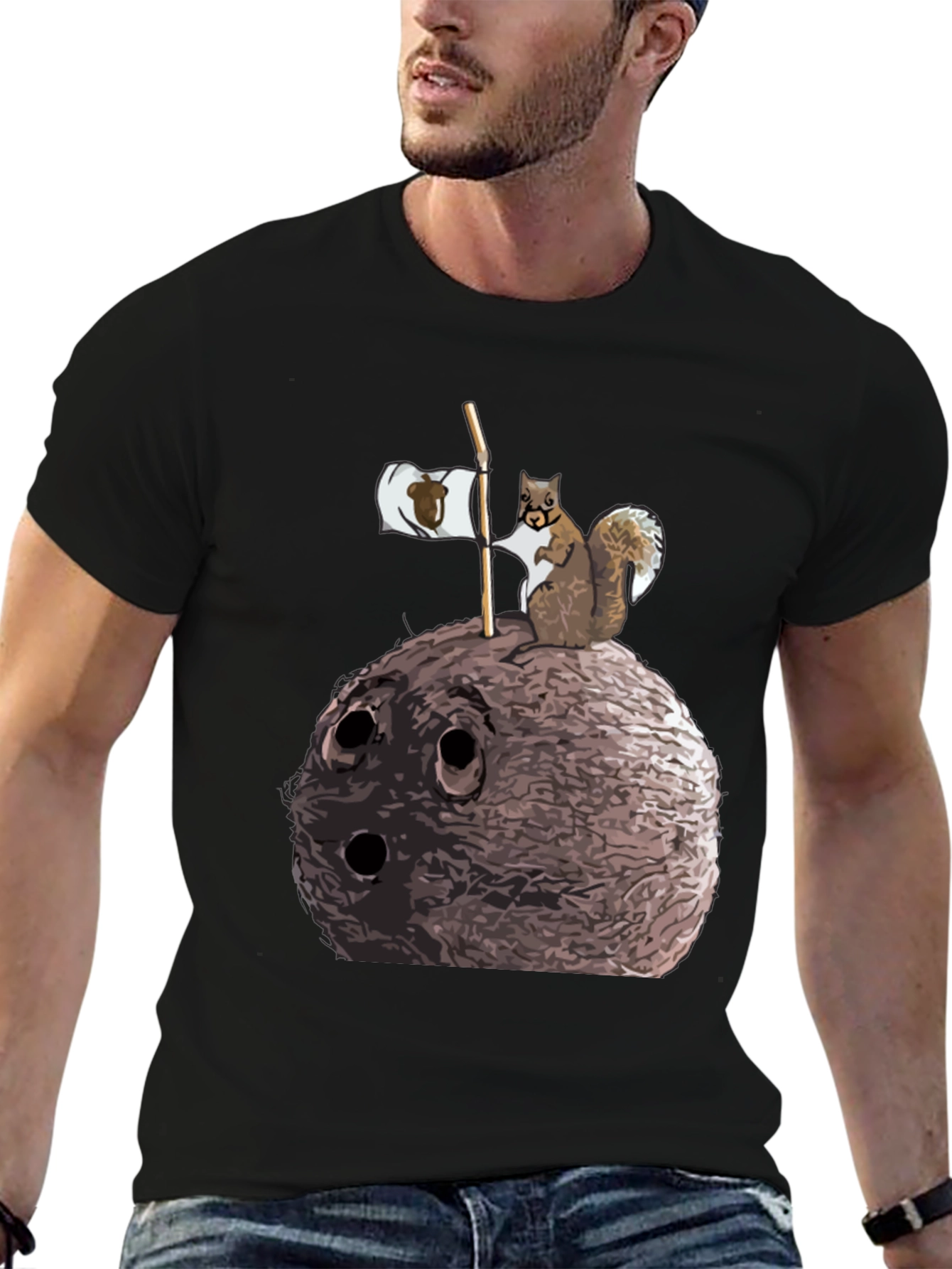 Black Nutty Squirrel Graphic Tee - Unique Humor view 6