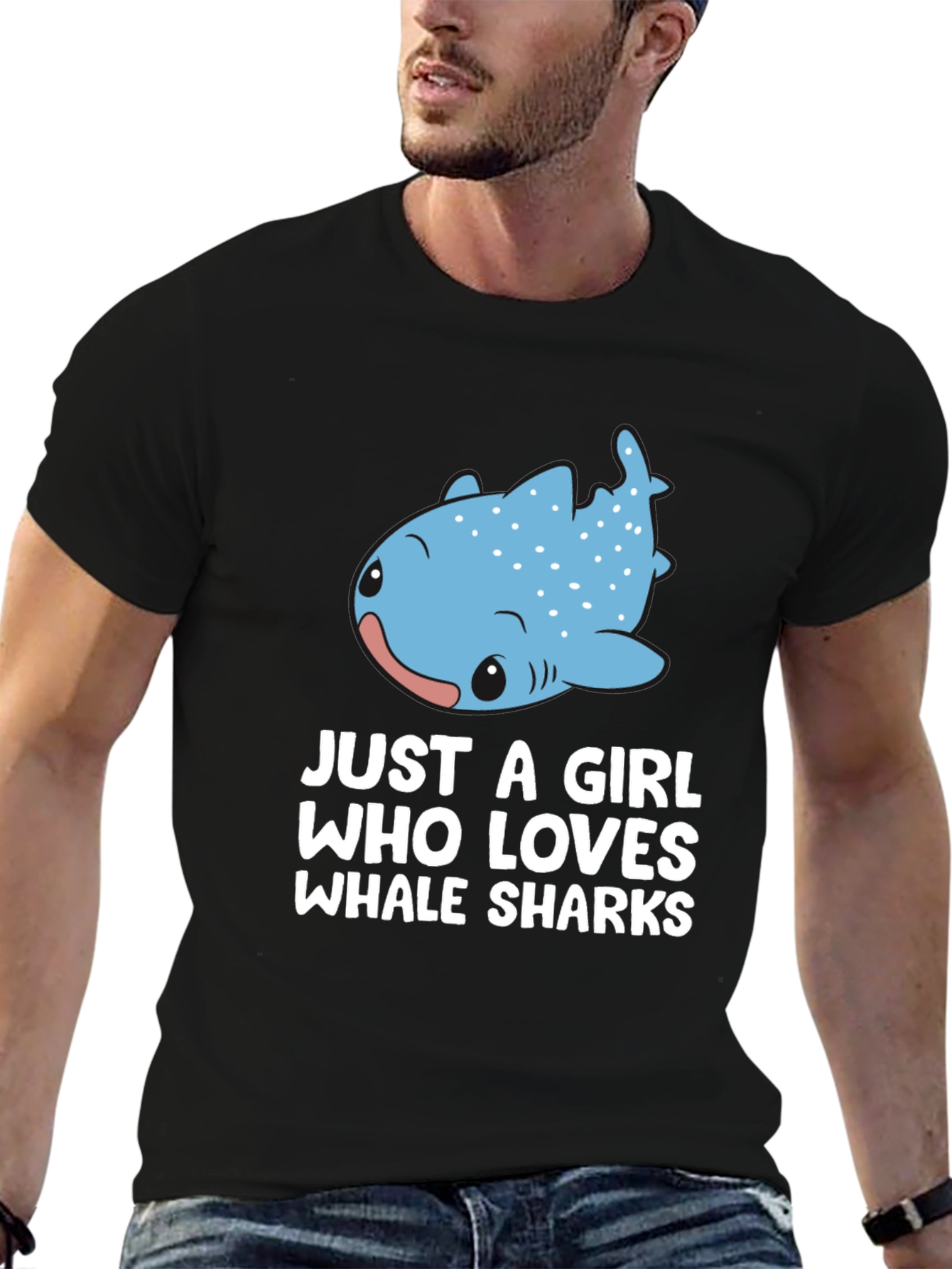 Black Just A Girl Who Loves Whale Sharks Black T-Shirt view 6
