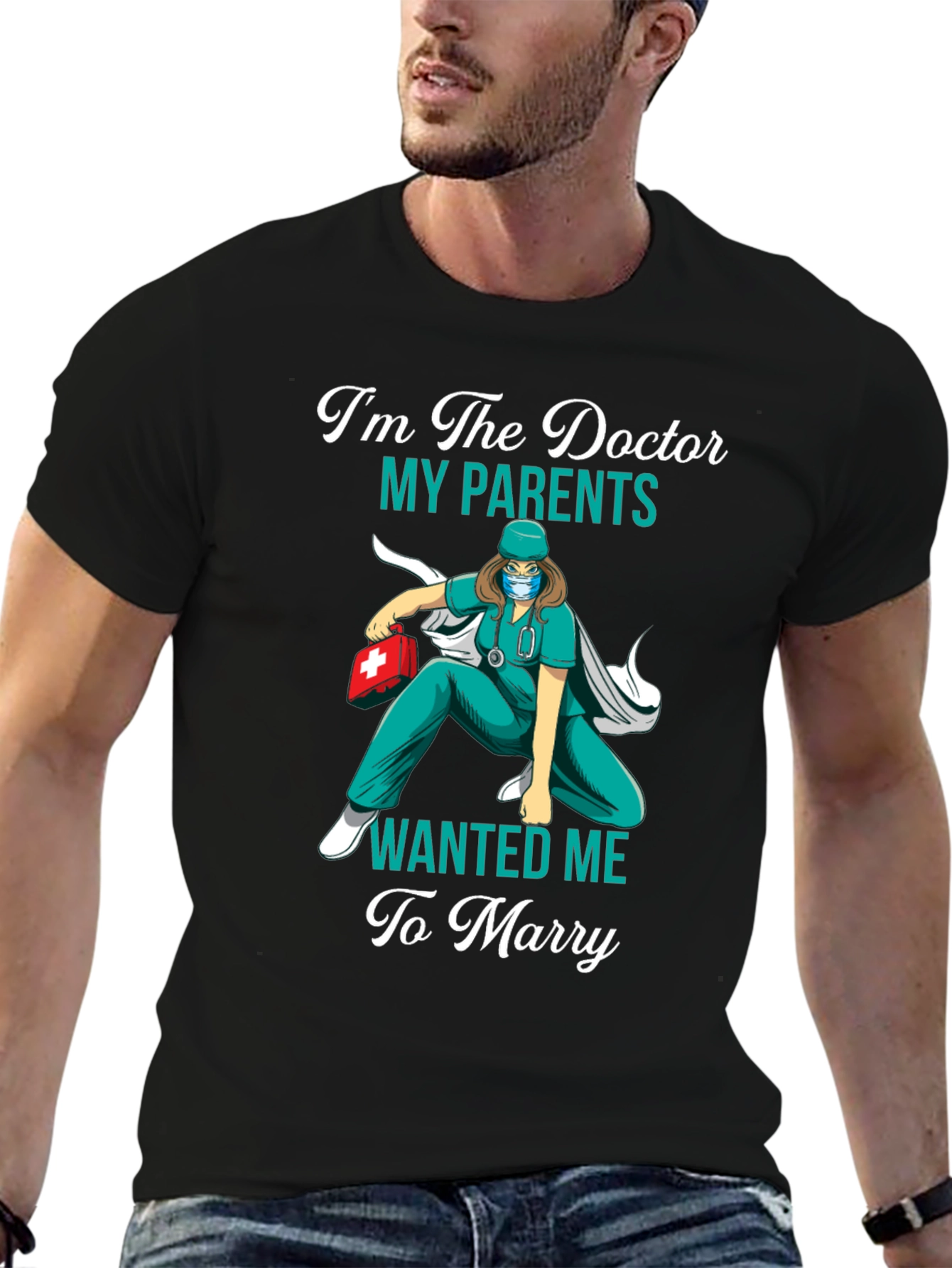 Black I'm The Doctor My Parents Wanted Me To Marry T-Shirt view 6