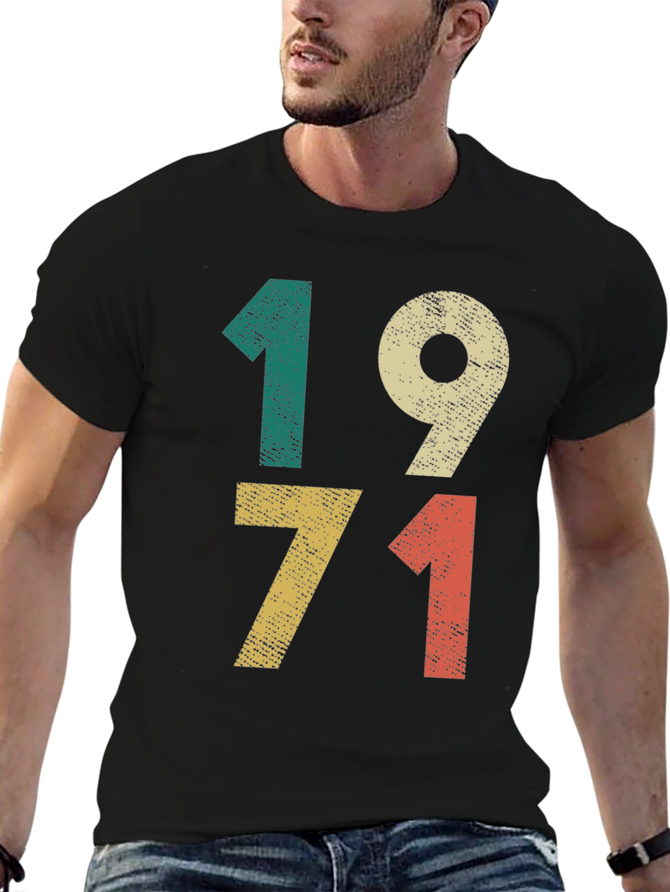 Black Retro 1971 T-Shirt - Vintage Style Birthday Tee view 6