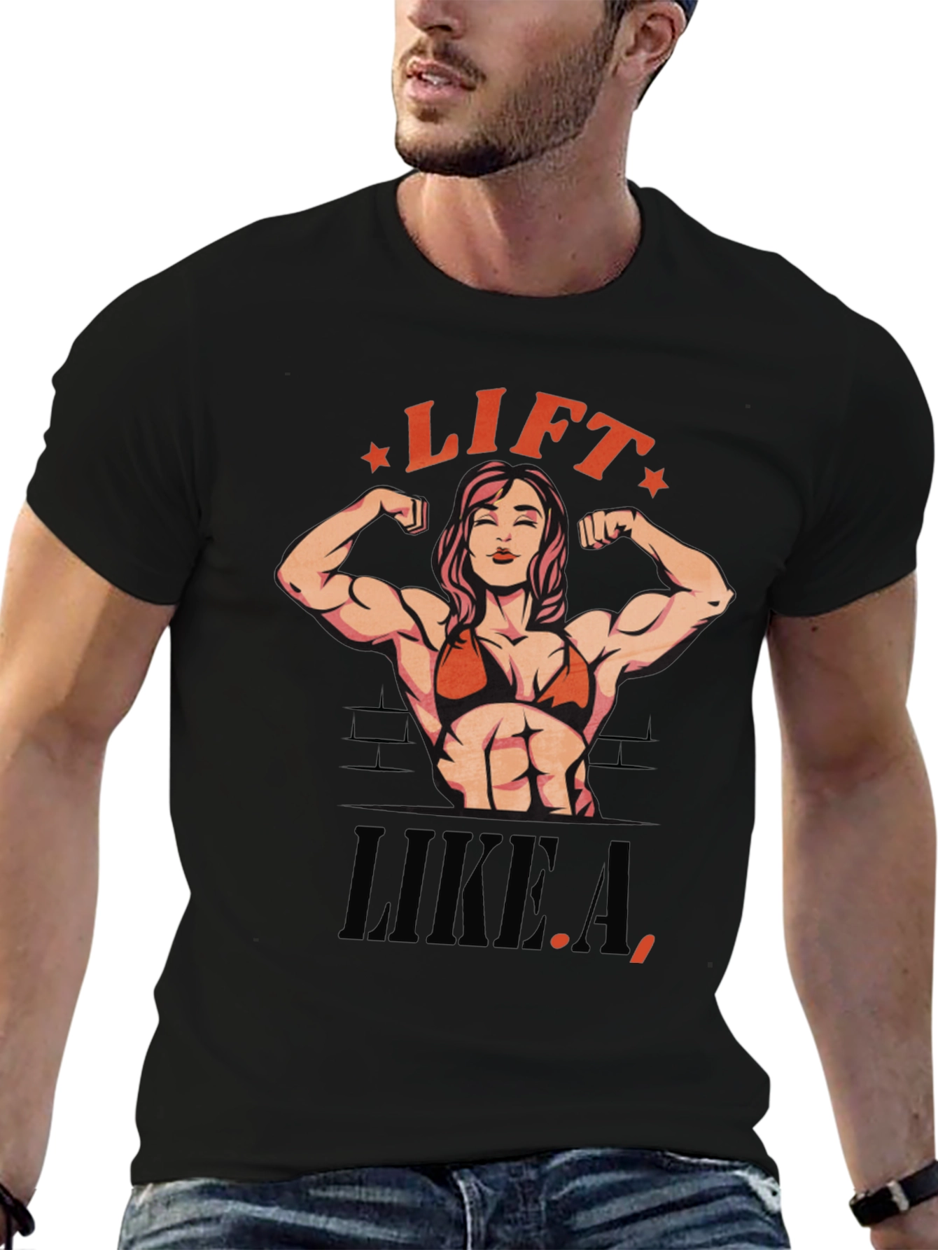Black Lift Like A Woman T-Shirt - Black view 6